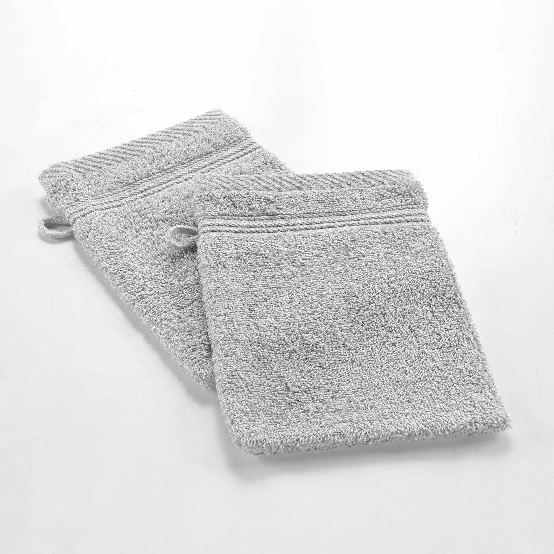 miękkość wewnętrzna, 2 rękawice toaletowe 15 x 21 cm Szara Perła, 100% Bawełna, Delikatność