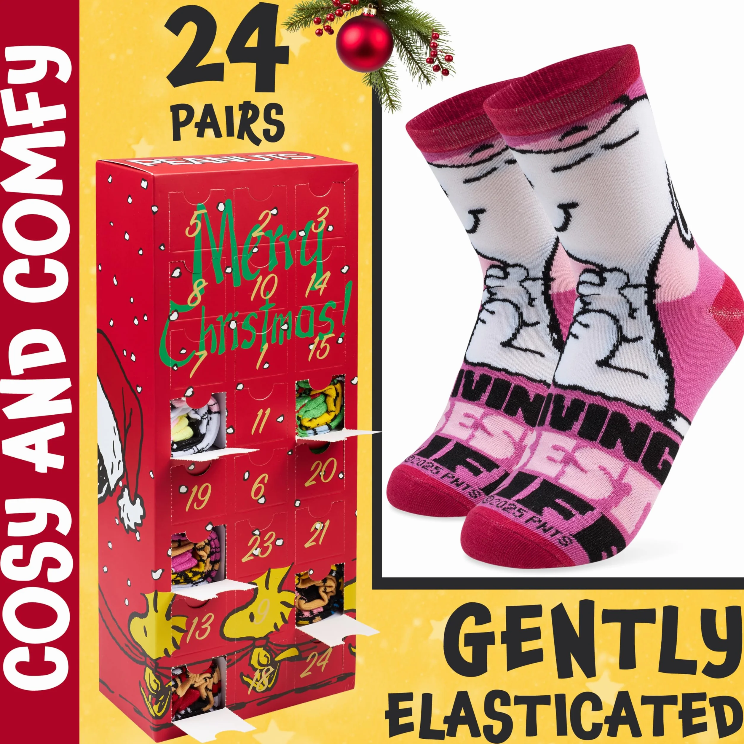 Get Trend Peanuts Snoopy skarpety z kalendarzem adwentowym dla dzieci (skarpety damskie)