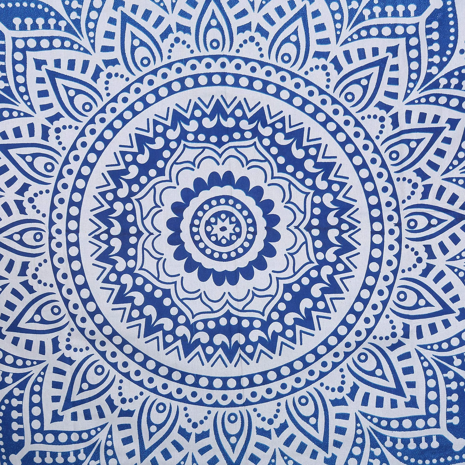 Dywan ścienny, mandala, niebieski, 228 x 213 cm – hipisowski ombre, dekoracyjny, duża ozdoba na ścianę, dywan na ścianę w stylu indyjskim, boho, Goa, makata ścienna do salonu, sypialni, dywan ścienny