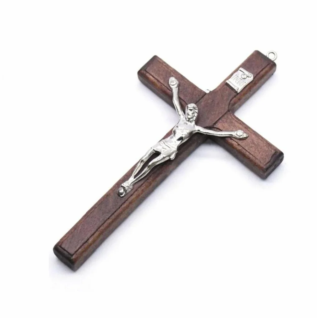 Drewniany wiszący symbol kultu religijnego do dekoracji wnętrz drewniany katolicki krucyfiks ornament
