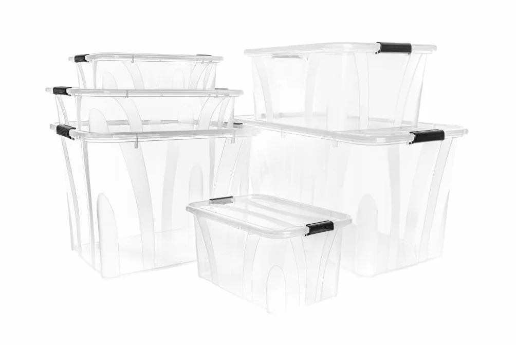 Plastikowy Pojemnik Z Pokrywą Do Przechowywania 14 Litrów, Pudełko Na Zabawki Dokumenty Ubrania Organizer Transparentny Przezroczysty, 1 Sztuka (14 L)