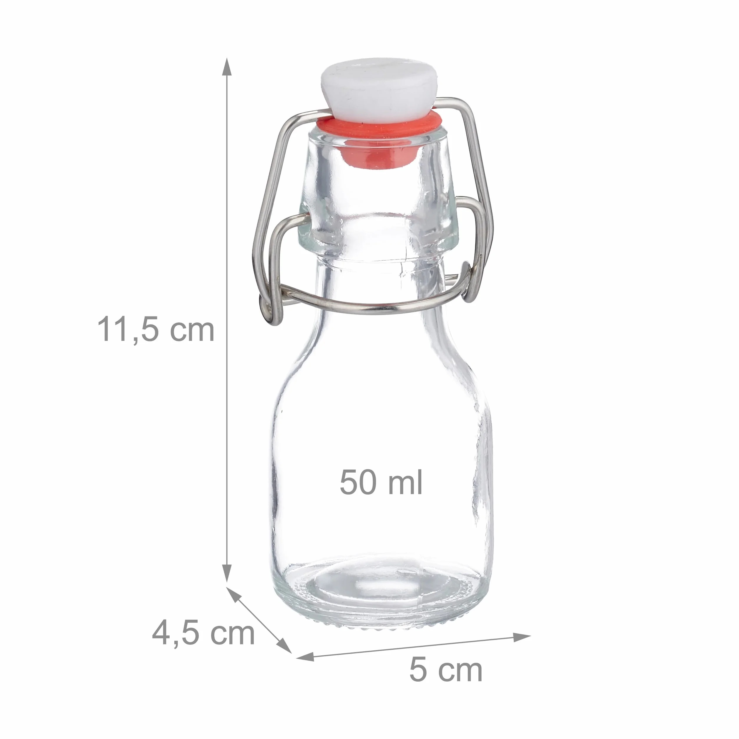 Relaxdays Małe butelki, zestaw 25 sztuk, 50 ml, szklane butelki do napełniania, na likiery i oleje, zamknięcie pałąkowe, przezroczyste