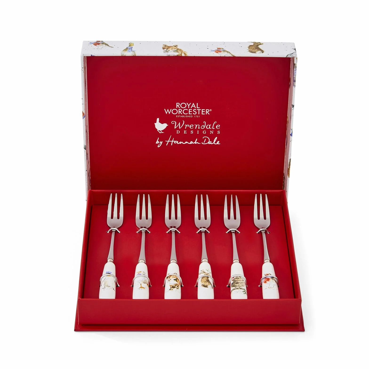 Royal Worcester widelce do ciasta S/6 wielokolorowe