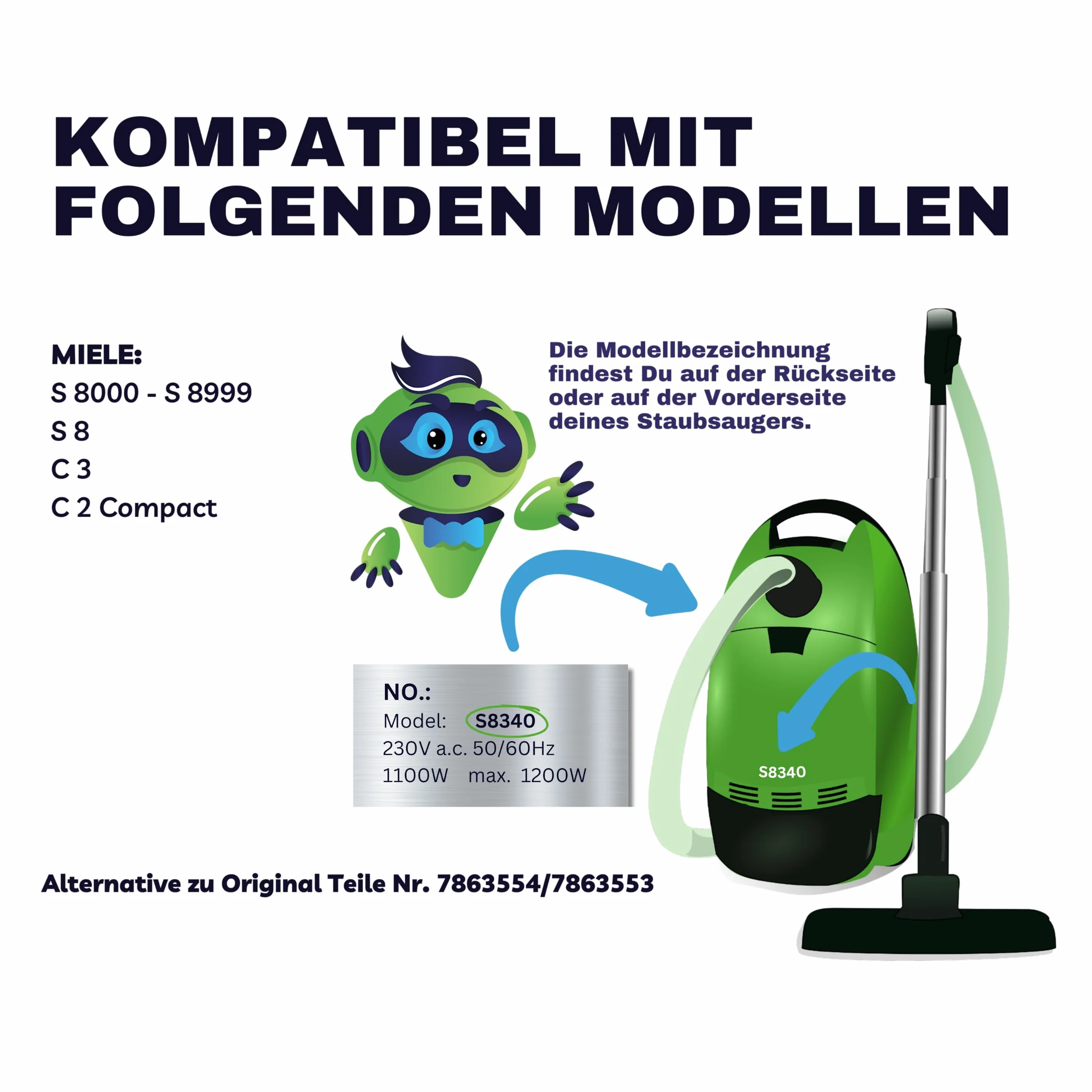 Wąż do odkurzacza Miele S8 S8000 C3 1,8m kompatybilny