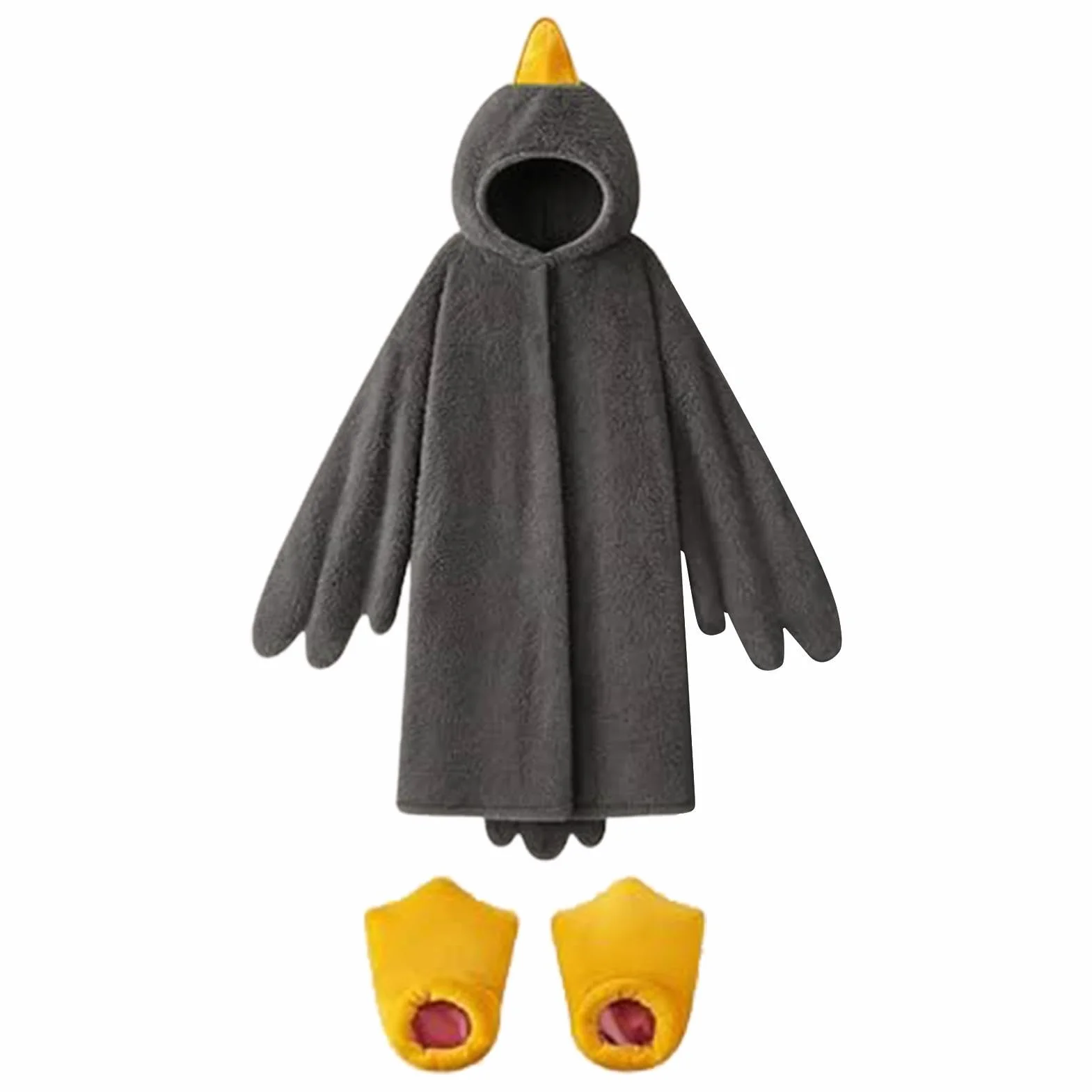 Wearable Goose Blanket Hoodie Onesie Funny Warm Costume with Shoes for Kids Adults