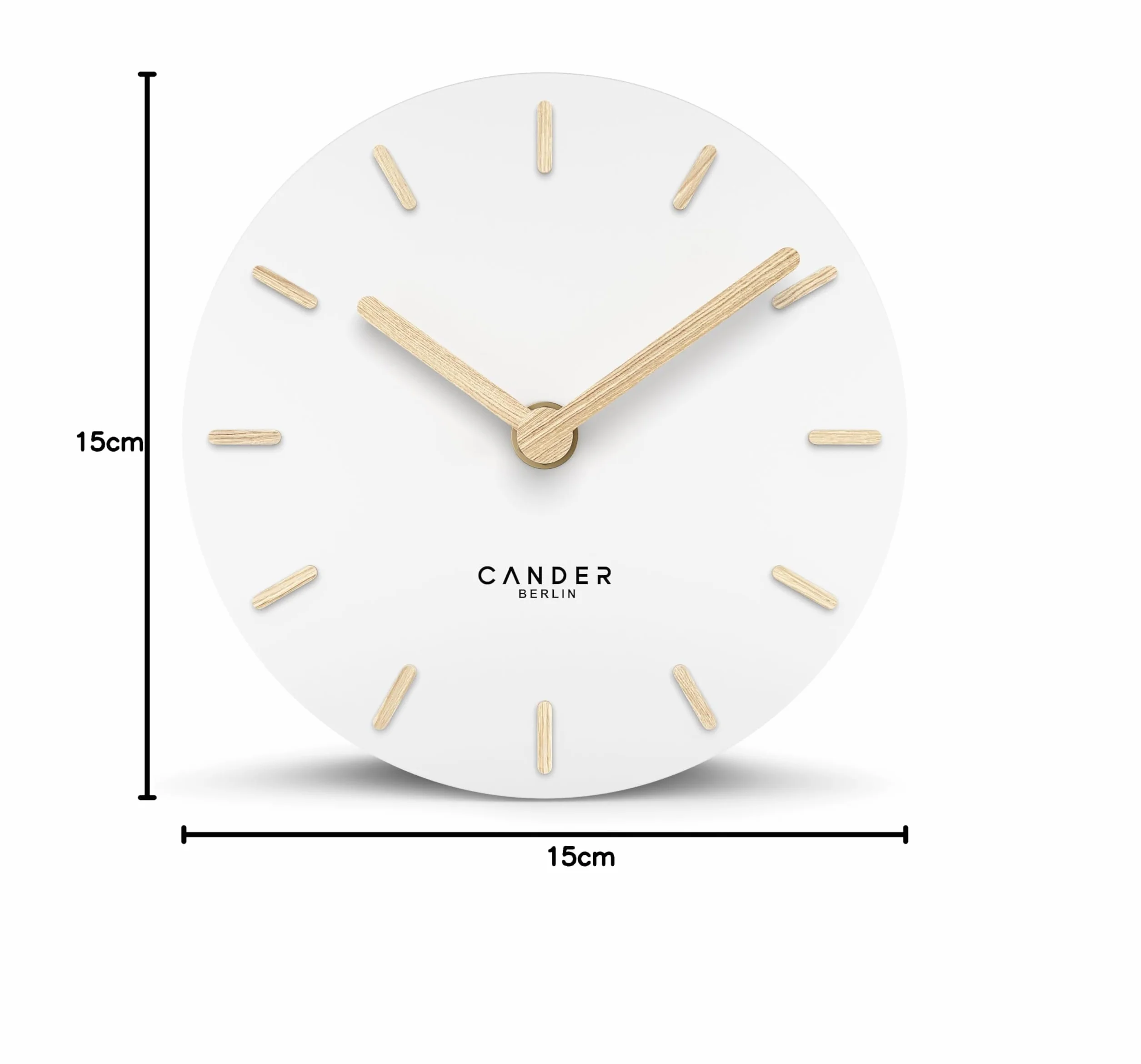 Cander Berlin MNU 2515 F zegar stołowy bezgłośny 15 cm analogowy biały MDF