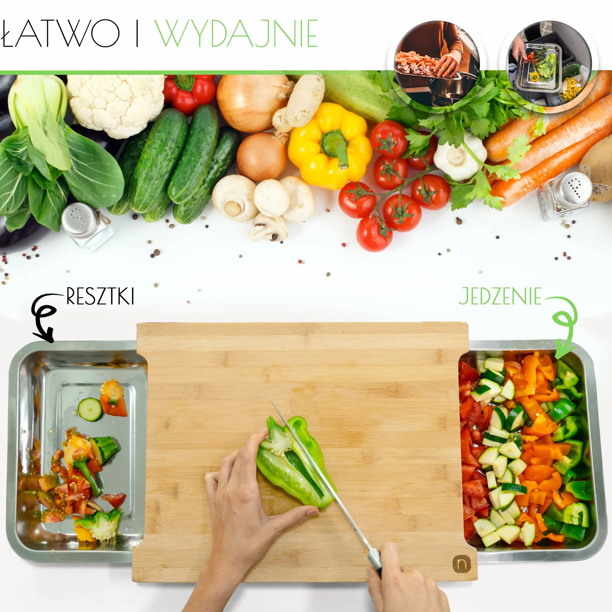 naturlik Deska do Krojenia z Magnetycznymi Tackami - Praktyczna Pomoc w Kuchni - Wysokiej Jakości Deska Bambusowa z Tackami ze Stali - Drewniana Deska z Tackami - Deska Kuchenna z Tackami Stalowymi