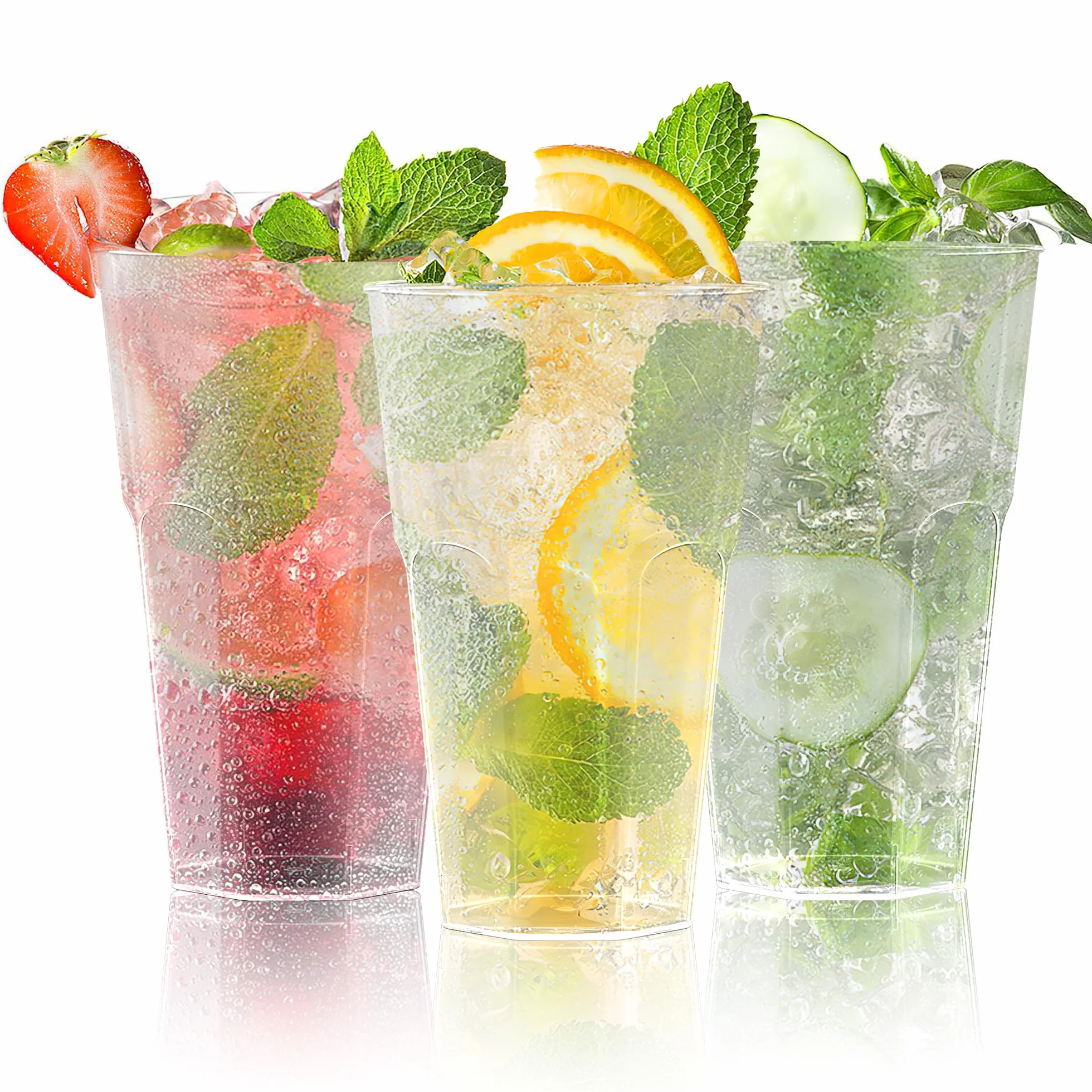 AOLUXLM 50 Unit Gobelets Réutilisables, 400ML Répétable Tasses Pour Boissons, Noël Anniversaire, Mariage