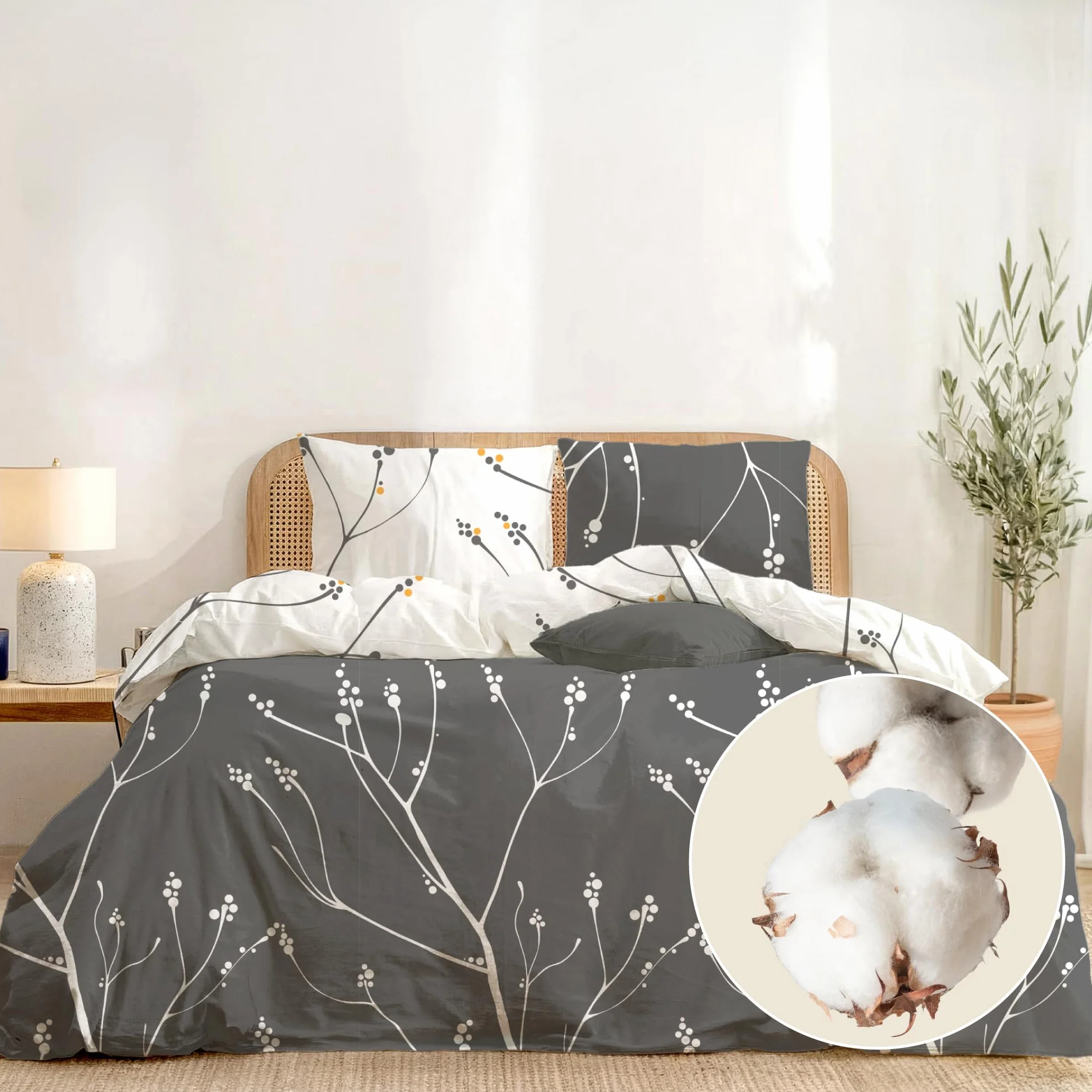 Dreamzie Zestaw Pościeli Bawełnianej 200x220 z Poszewkami 80x80 Oeko-Tex
