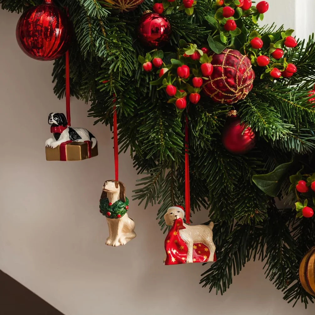 Villeroy & Boch Nostalgic Ornaments zestaw ozdób psy 3 el. 5 x 5 x 7,5 cm figurki porcelanowe