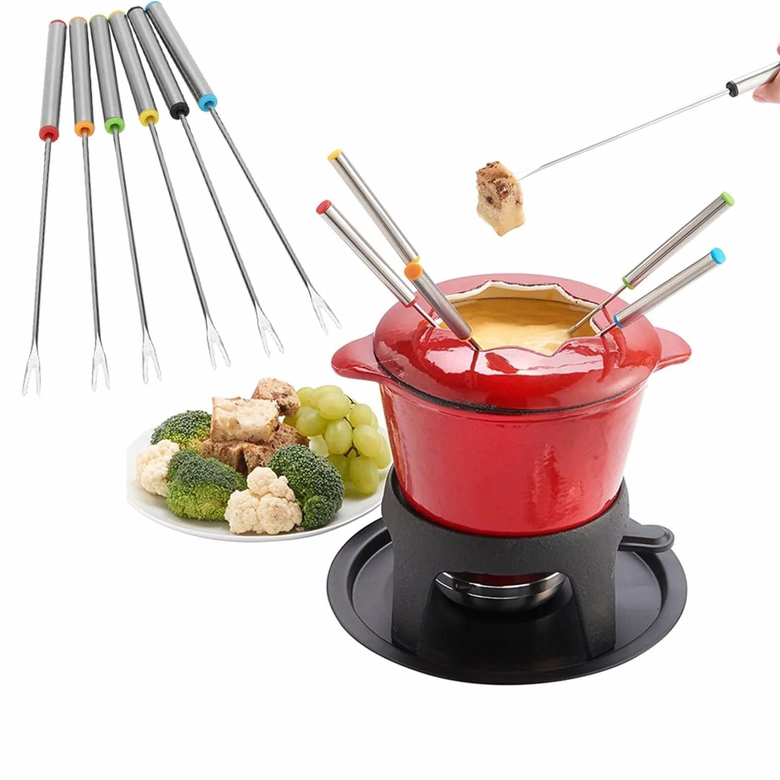 6 Szt. Widelce do Fondue ze Stali Nierdzewnej - Czekoladowe, do Owoców, Grill, Doniczka