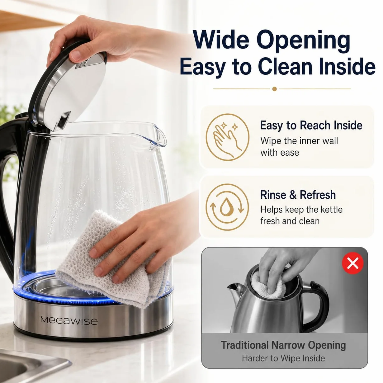 MEGAWISE Kettle Serious (biały, 1,8 l)