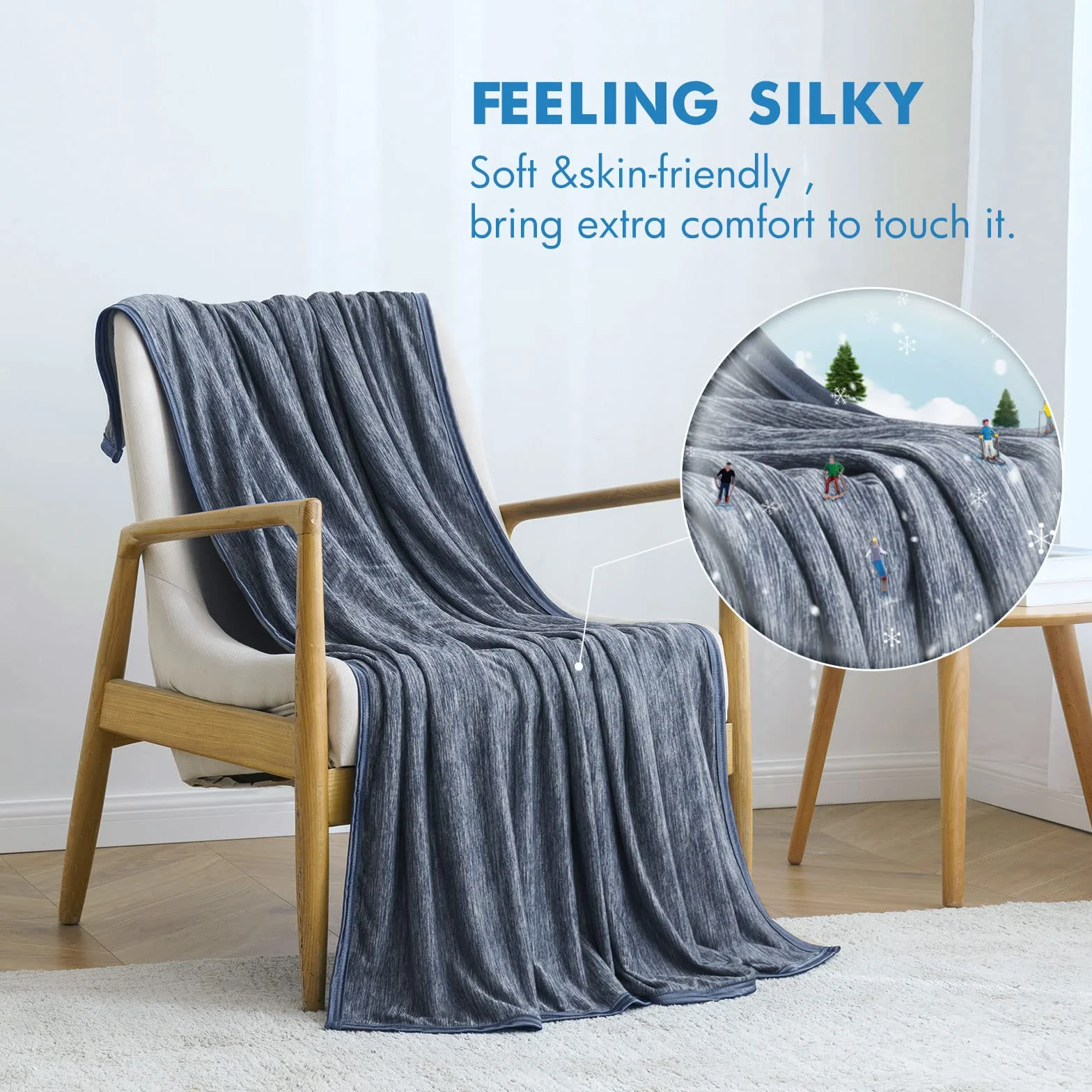 MIULEE koc chłodzący na lato 150x200 cm dla dorosłych i dzieci 2 w 1 samochłodzące kołdry z włóknami chłodzącymi Arc-Chill Q-MAX > 0,4, koc do domu, na sofę, szary