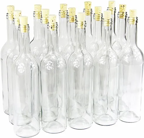 Butelka szklana 750 ml na likier wino 8 szt. z korkiem biała