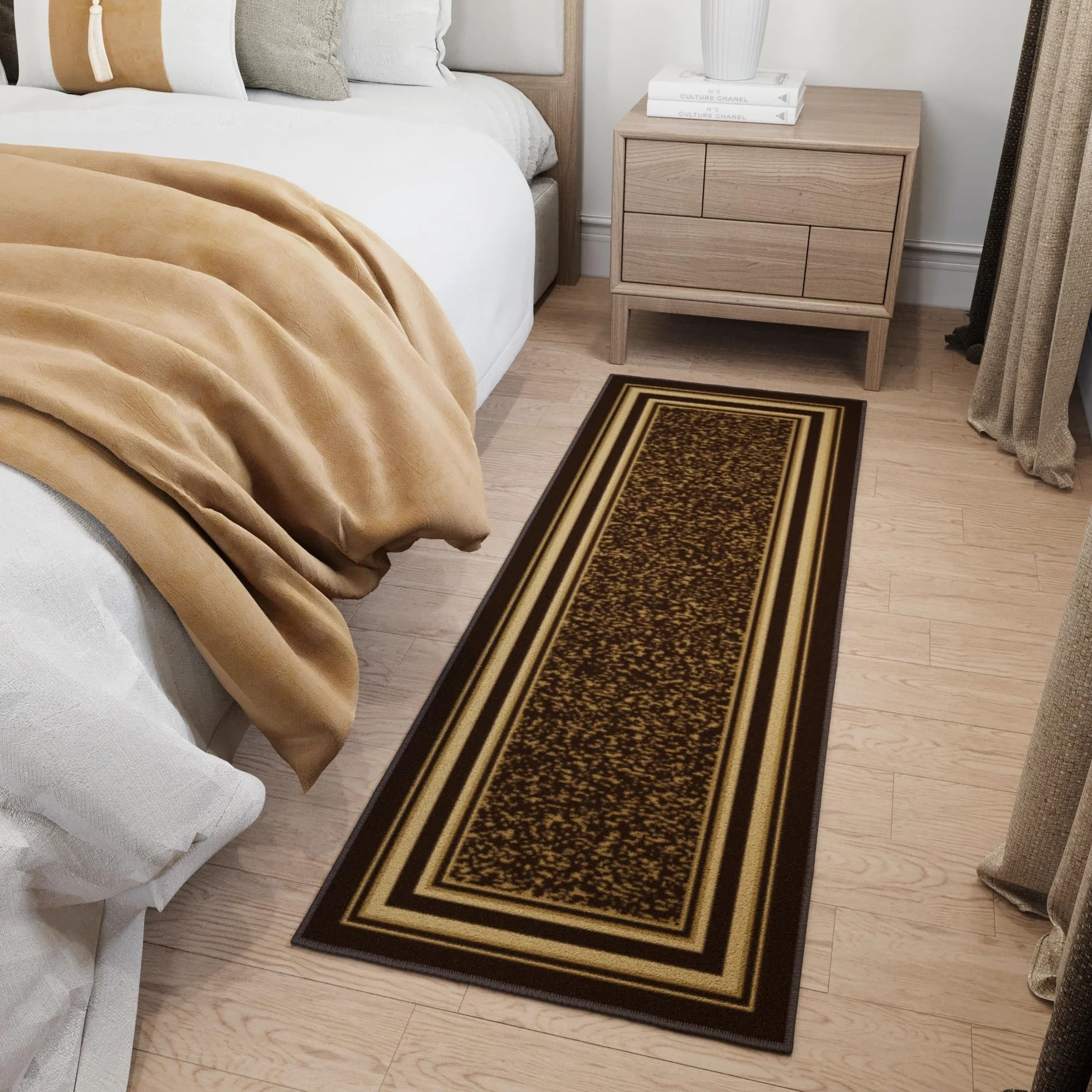 Ottomanson Ottohome Collection współczesny dywan z gumowym spodem, 50 x 150 cm, brązowy