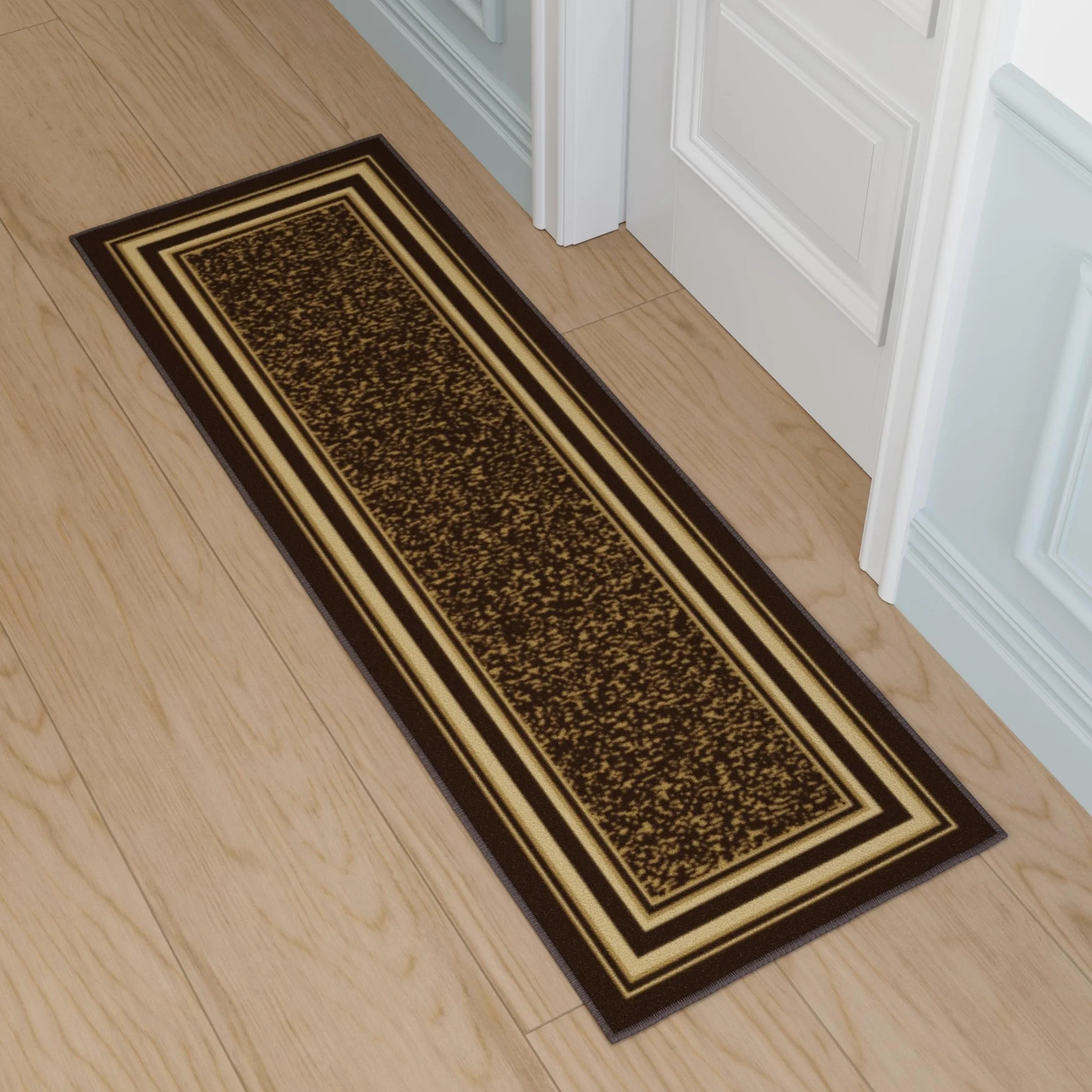 Ottomanson Ottohome Collection współczesny dywan z gumowym spodem, 50 x 150 cm, brązowy