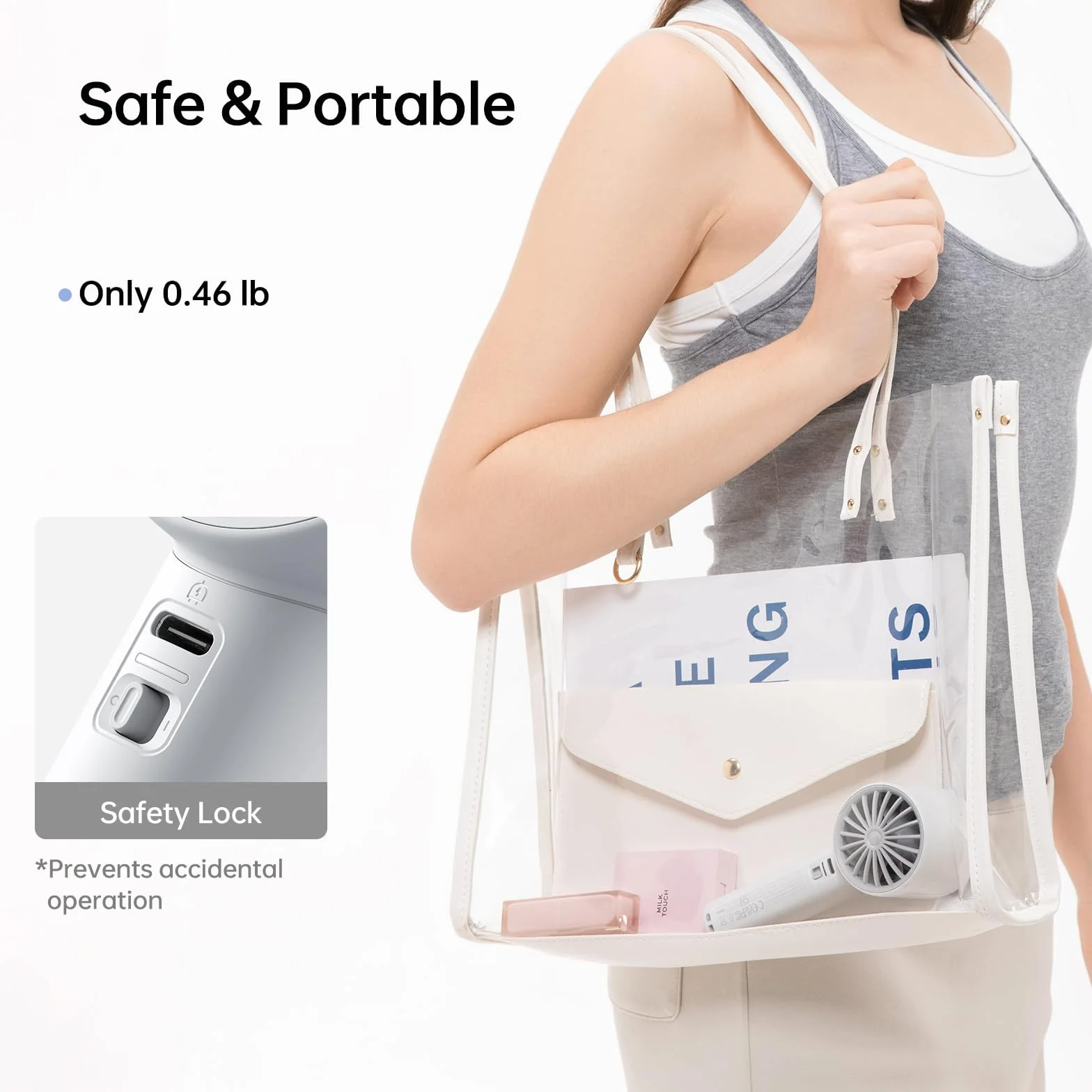 JISULIFE Przenośny wentylator ręczny, mini wentylator 5000 mAh, chłodzenie do 28 godzin, 5 prędkości, silny wiatr, mały wentylator USB, do podróży, na zewnątrz, kemping, plażę, do makijażu, szary