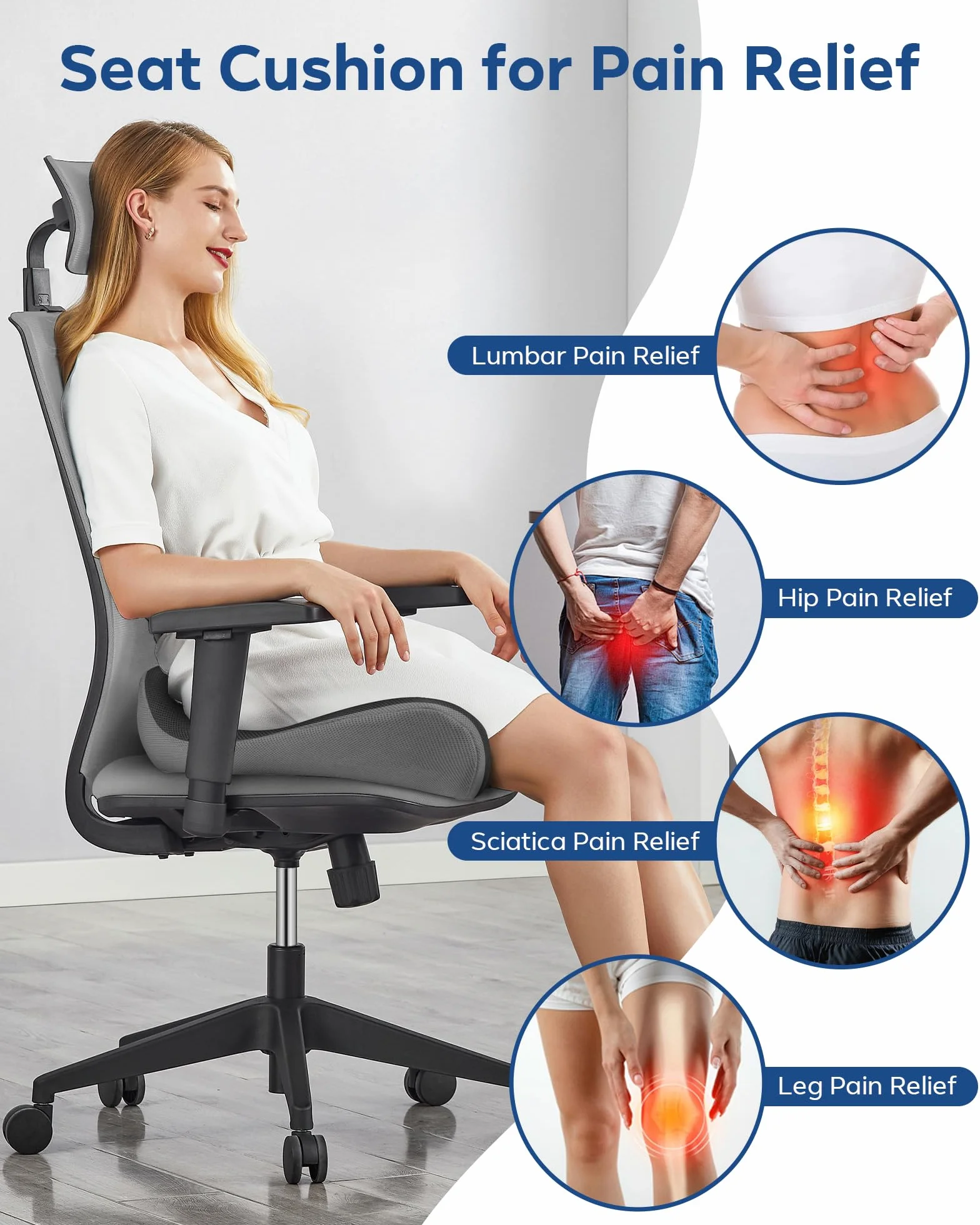 Poduszka na krzesło biurowe ortopedyczna z pianką pamięciową ergonomiczna