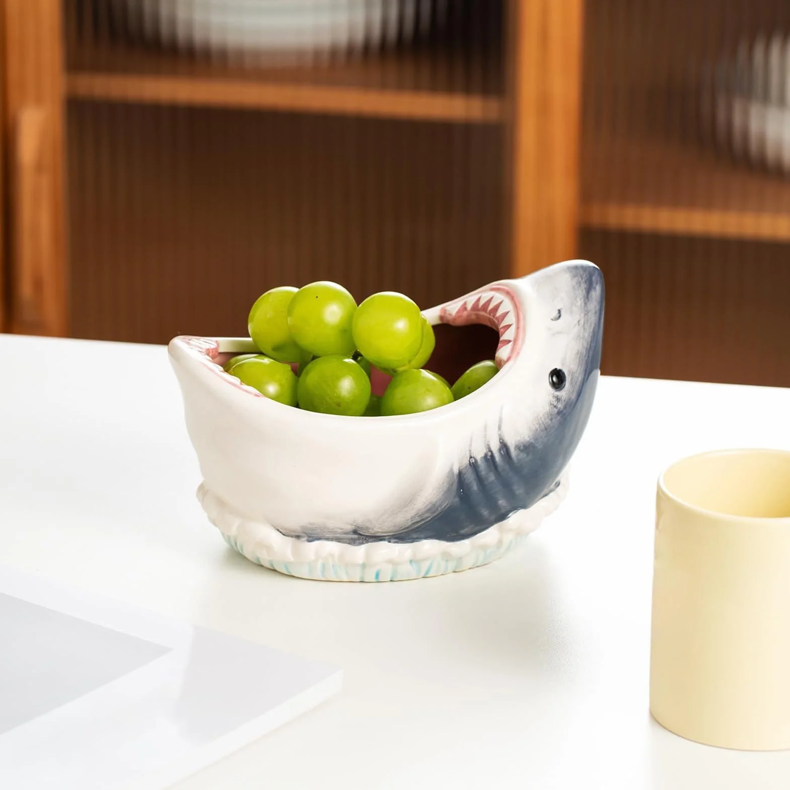 Shark Attack Bowl, urocza miska cukierki popcorn | du?a dekoracyjna taca naczynia kreskówka pojemnik owoce cukierki suche jedzenie przek?ska klucz bi?uteria zupa