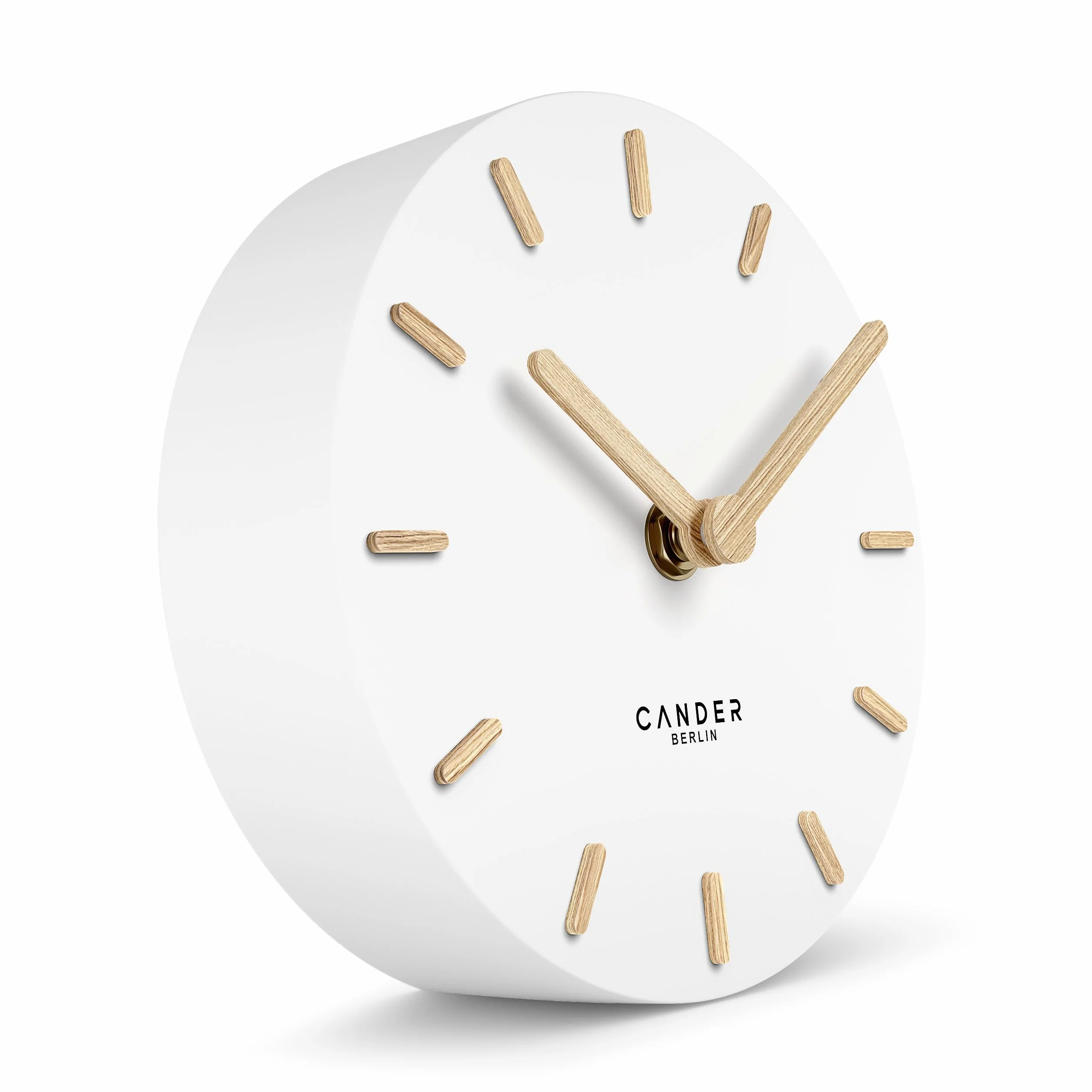 Cander Berlin MNU 2515 F zegar stołowy bezgłośny 15 cm analogowy biały MDF