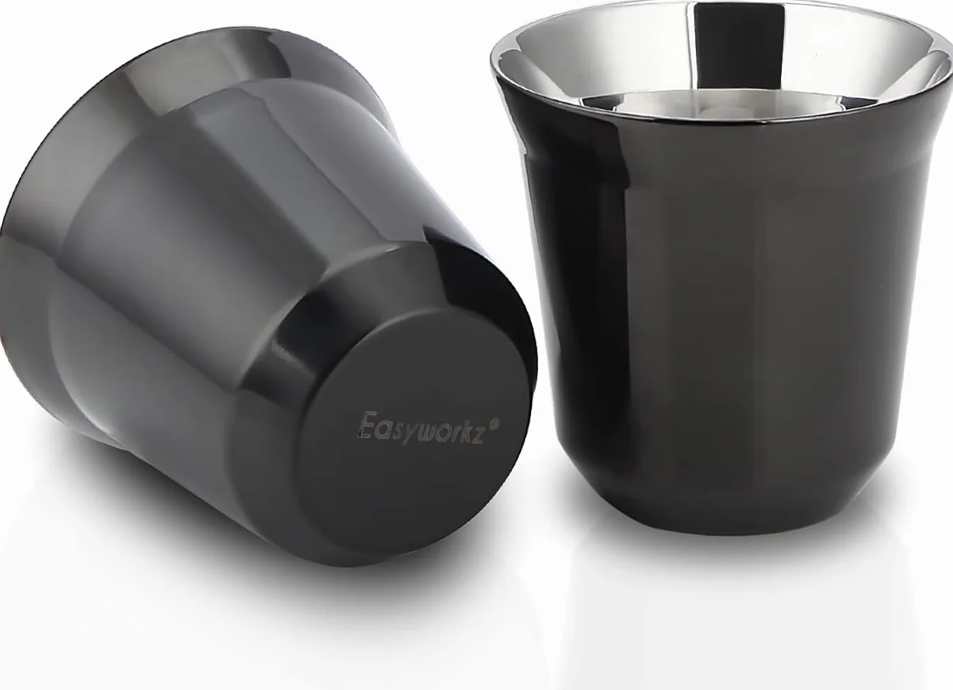 Easyworkz Espresso Podwójne ścianki ze stali nierdzewnej Izolowany metal 150 ml Kubek Demitasse Termoodporny Zestaw 2 szt. Czarny