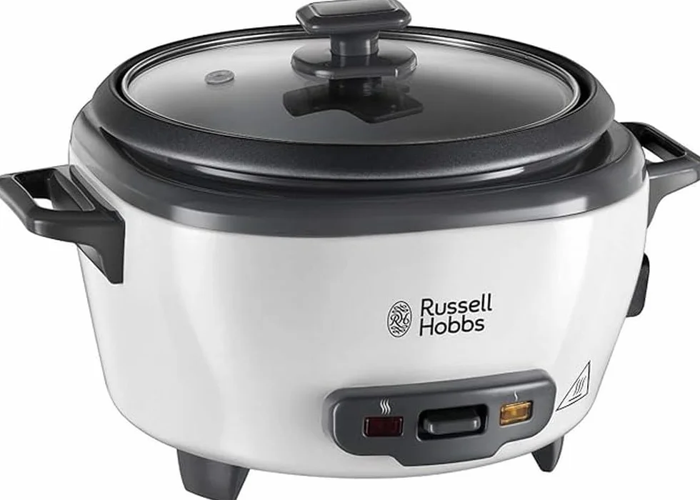 Russell Hobbs szybkowar, ryżowar, pojemność 0,8l, wyjmowany garnek, funkcja podtrzymywania ciepła, pokrywka ze szkła hartowanego, stal nierdzewna, moc 300W, biały, Szybkowar 27030-56