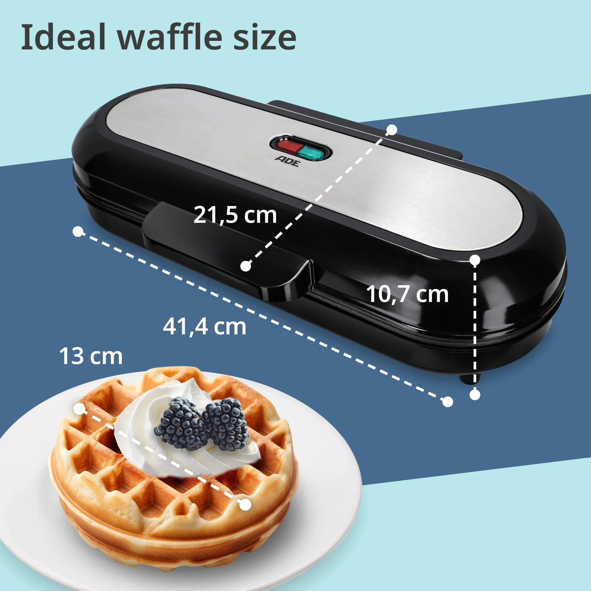 ADE Gofrownica XXL belgijskie gofry 1200 W powłoka nieprzywierająca