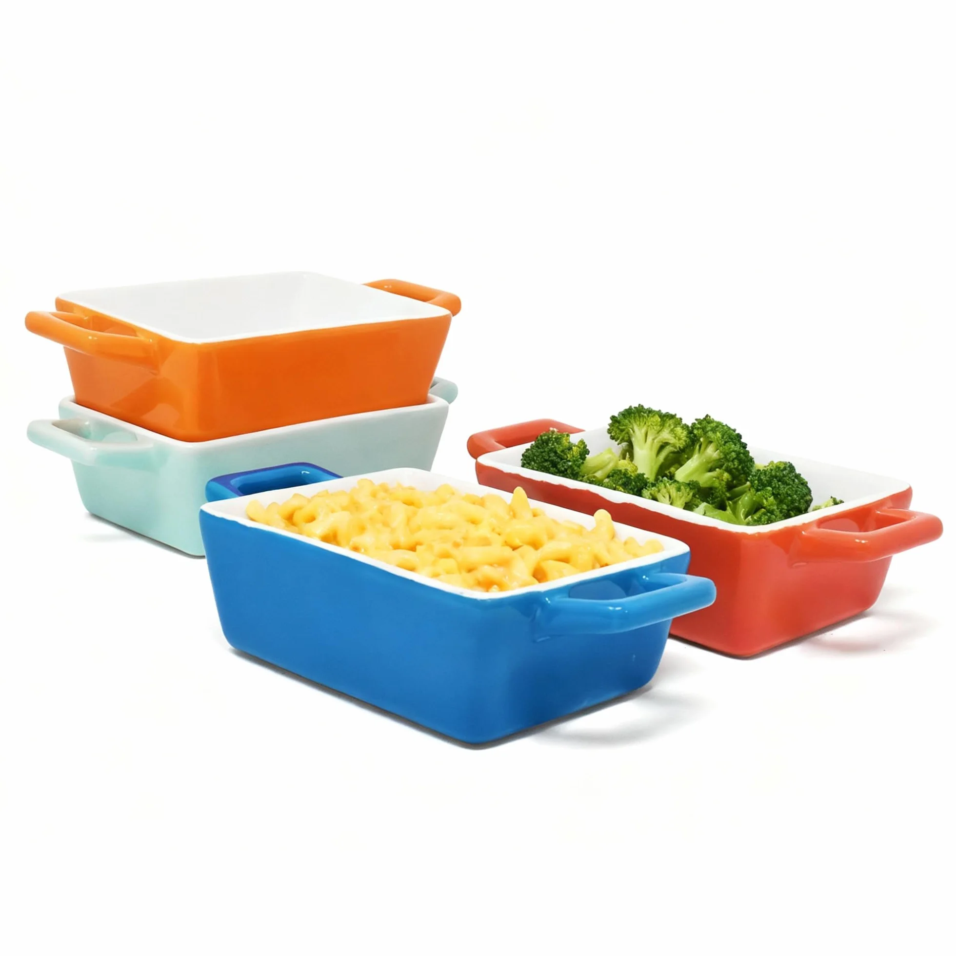 Zestaw 4 małych ceramicznych naczyń prostokątnych do lasagne i terrine, naczynie do piekarnika, zmywarka