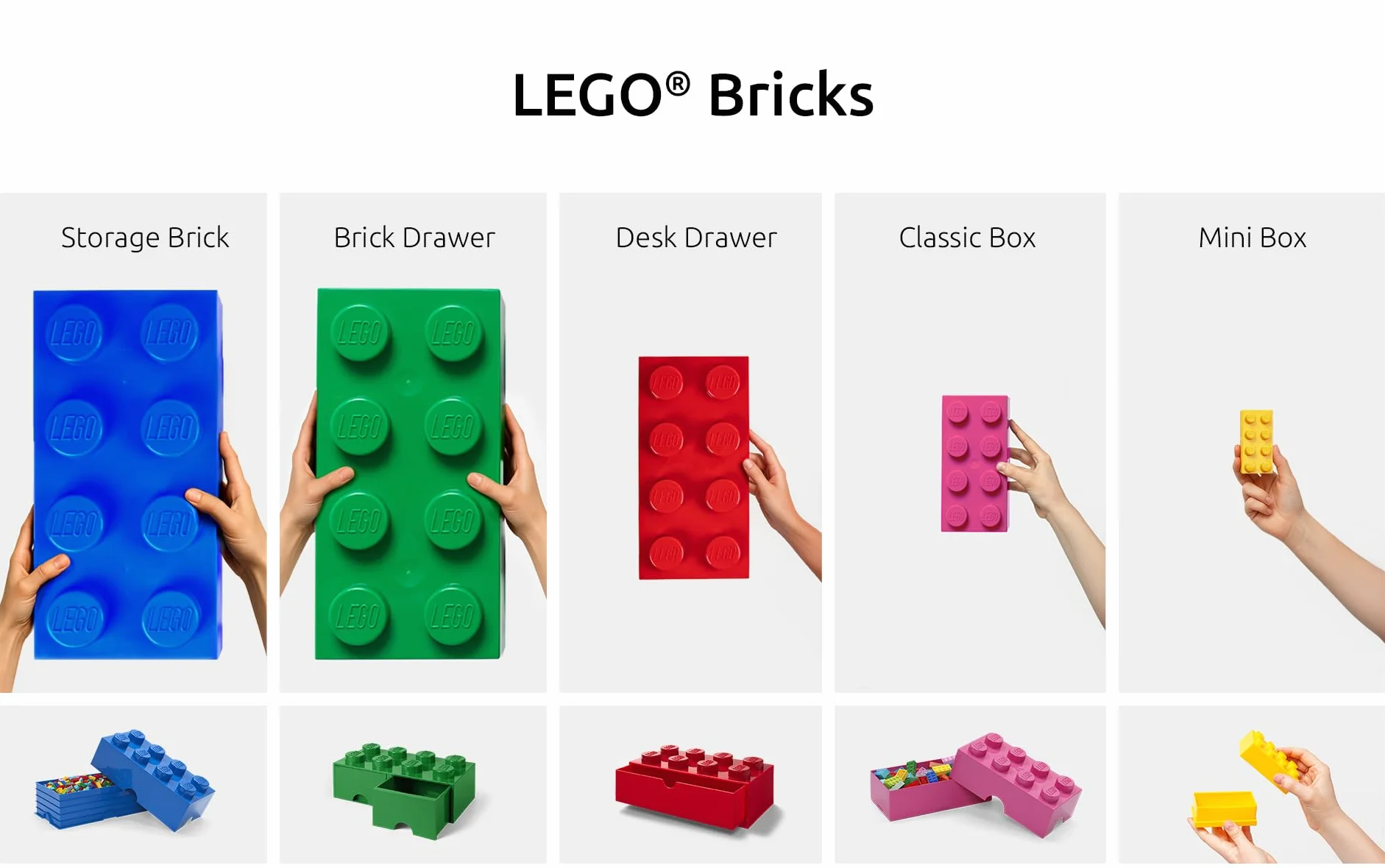 LEGO Klocek do przechowywania, 8 gałek, piaskowa zieleń, plastikowe pudełko do przechowywania z pokrywką, dla dzieci i dorosłych, idealny organizer na biurko i pudełko na zabawki, pojemność 12,1 l