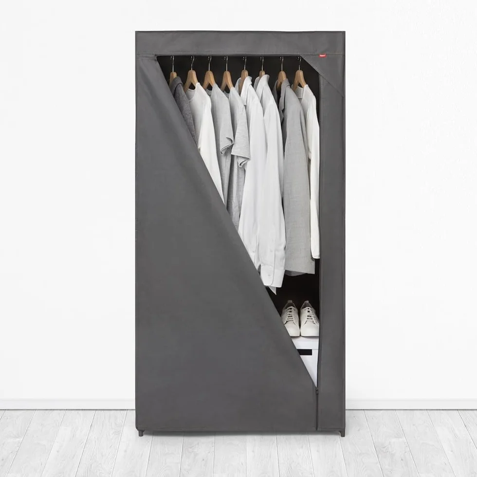 Rayen Szafa na ubrania Basic, tkanina, szara, 79 x 155 x 54 cm, 2054.01, 79x155x54 cm