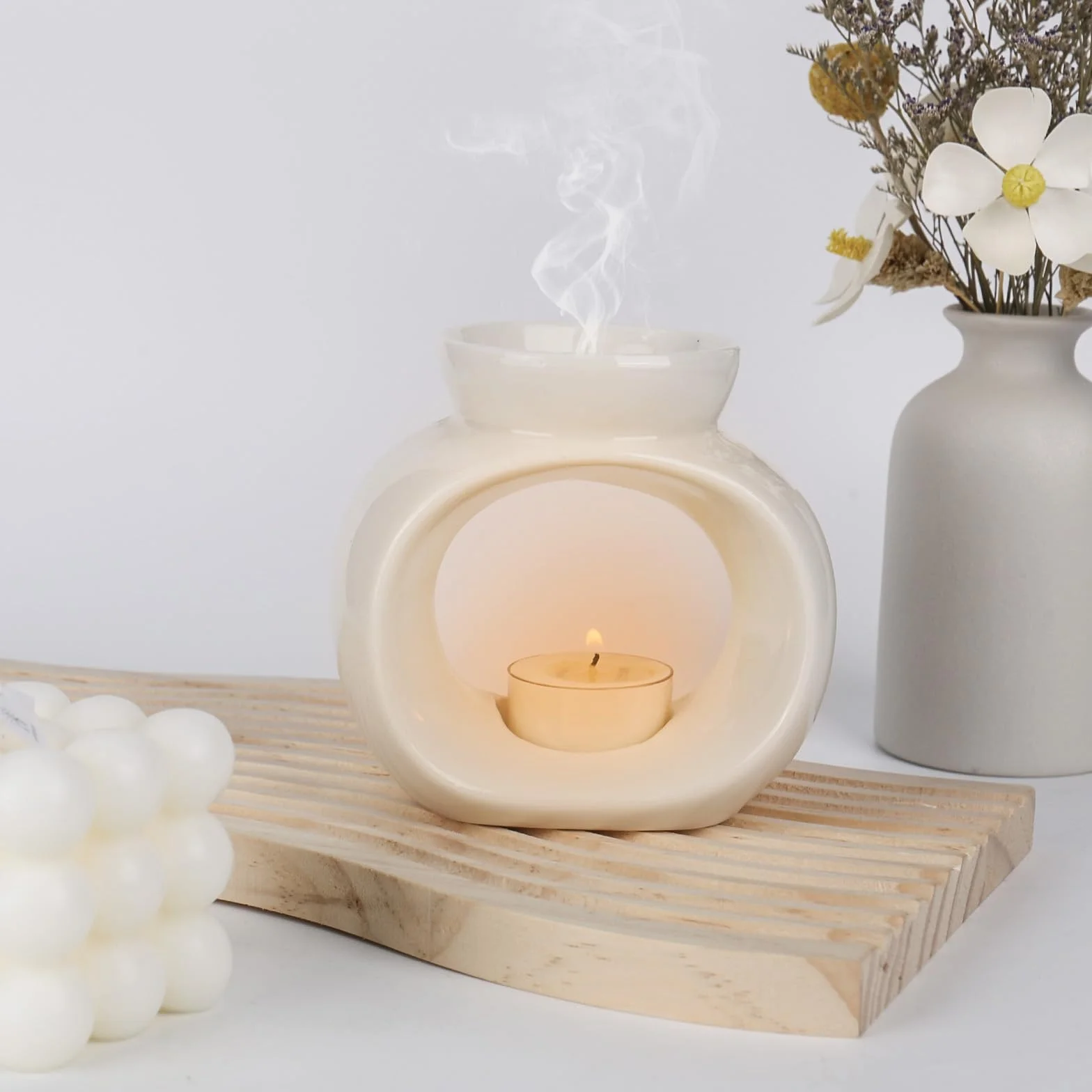 XTDMJ Białe, aromatyczne lampy zapachowe, ceramiczne, ceramiczne, podgrzewacze zapachowe do olejków eterycznych, naczynia zapachowe do nastrojowego domu
