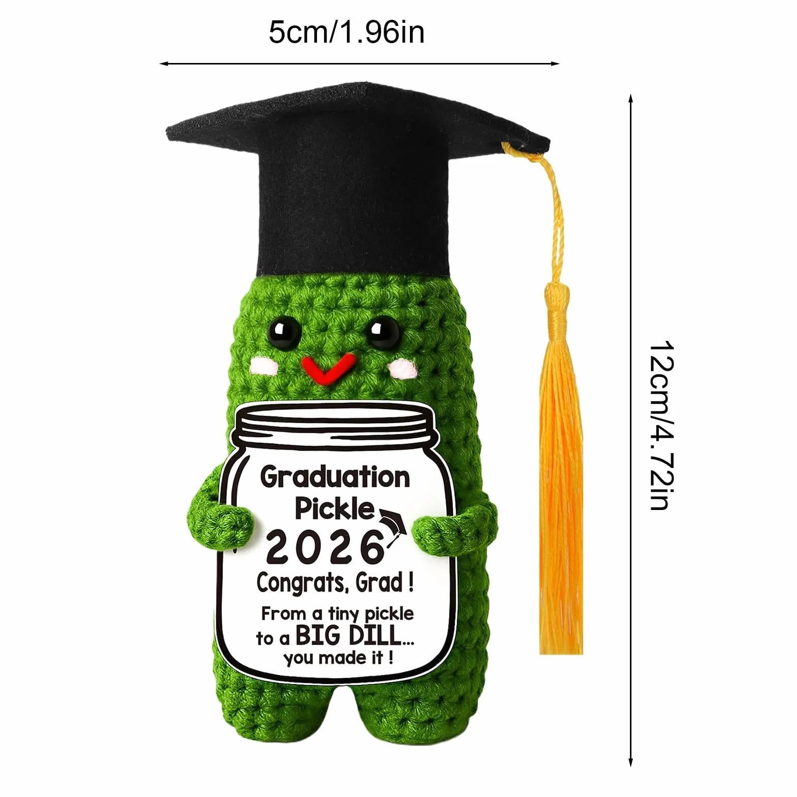 Graduation Pickle 2026 - Pamiątka z okazji ukończenia szkoły - Gratulacje dla absolwenta z dzianiny pikle, dla rodzeństwa przyjaciela kolegi z klasy współlokatora impreza dom biuro mieszkanie