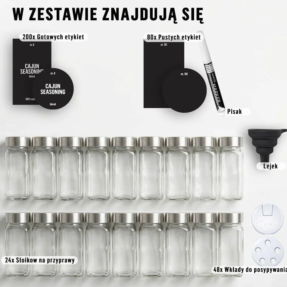 Deco haus® Słoiczki na Przyprawy z Nakrętką Zestaw 24 sztuk 120 ml 10,5 x 4,3 cm