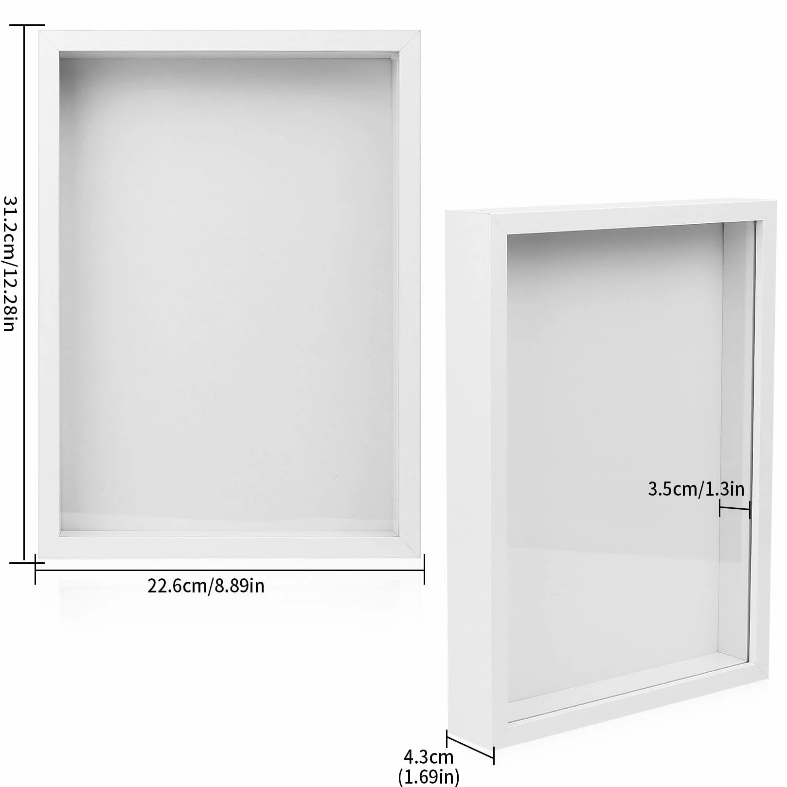 Ramka 3D do napełniania, 3D, A4, głęboka do wypełnienia, głęboka ramka na przedmioty 3,5 cm, z przezroczystą płytką akrylową, do zdjęć, medali, prezentów, suszonych kwiatów, witryny, 21 x 29,7 cm