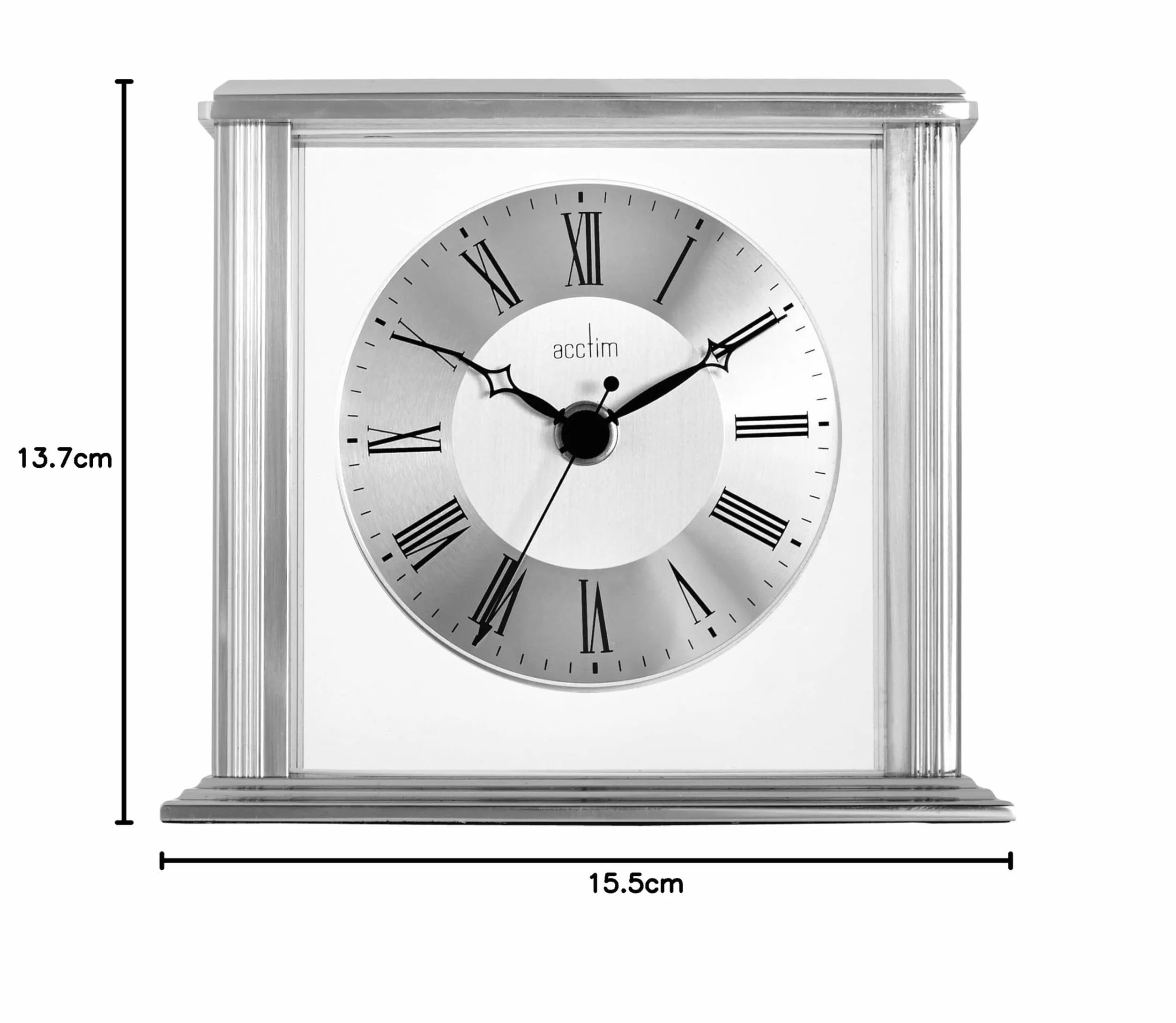 Acctim Zegar kominkowy, metal, srebrny, 13,7 x 15,5 x 6,8
