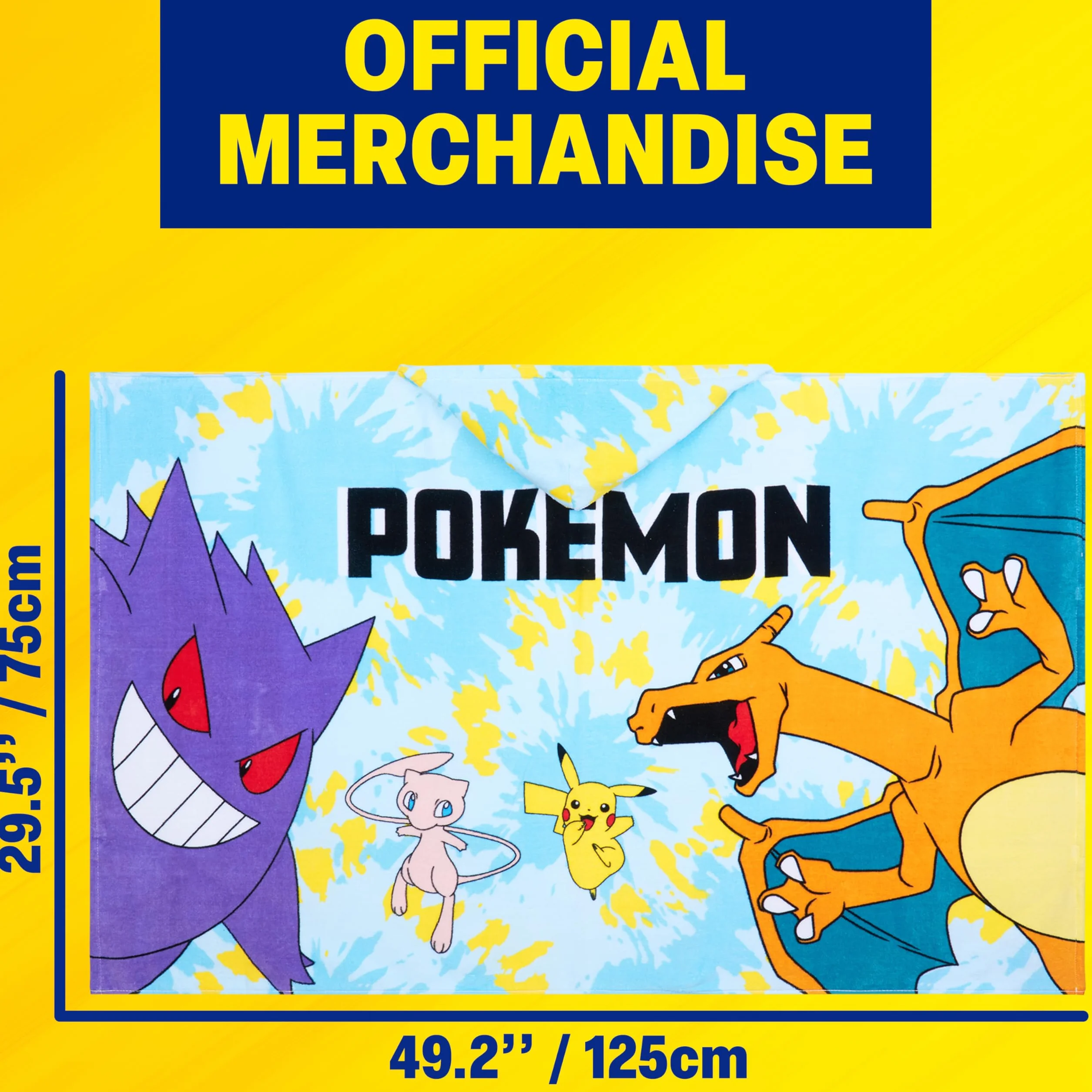 Pokemon Ręcznik plażowy z kapturem dla dzieci bawełniane ponczo niebieski 6-14 lat