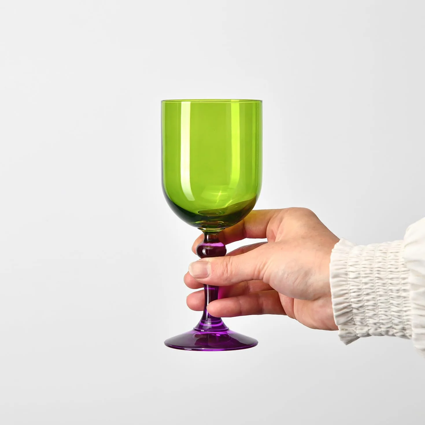 KROSNO – Kolorowe Kieliszki do Wina Czerwonego i Białego, Mocktails Wody – 2 x 300 ml – Kolekcja Bubble – Fioletowo-Zielone – Kryształ Bezołowiowy – Ręcznie malowane
