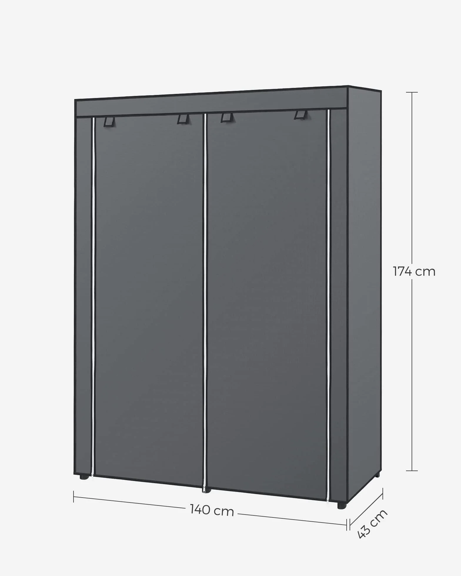 Songmics Przenośna szafa składana na ubrania 140x43x174 cm szary RYG02GY