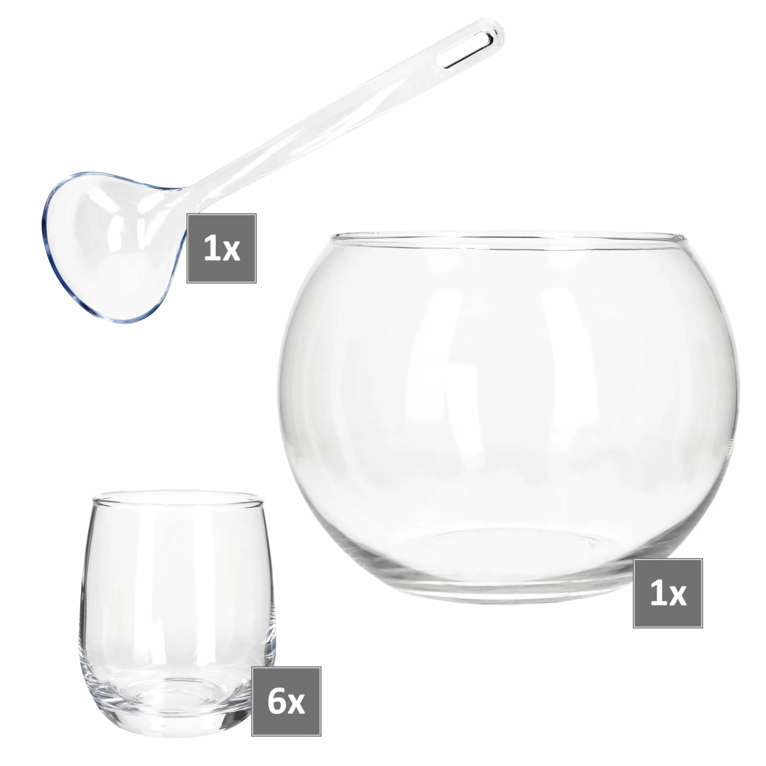 MamboCat Bolle Bowle zestaw 8-częściowy 3,3 l miska kielnia szklanki chochla kieliszek 350 ml