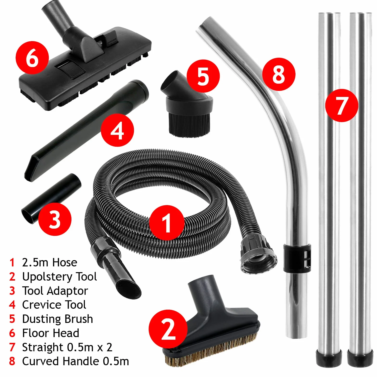 SPARES2GO Kompletny zestaw do odkurzaczy 2,5 m na mokro i suchy dla numatic Henry Hetty