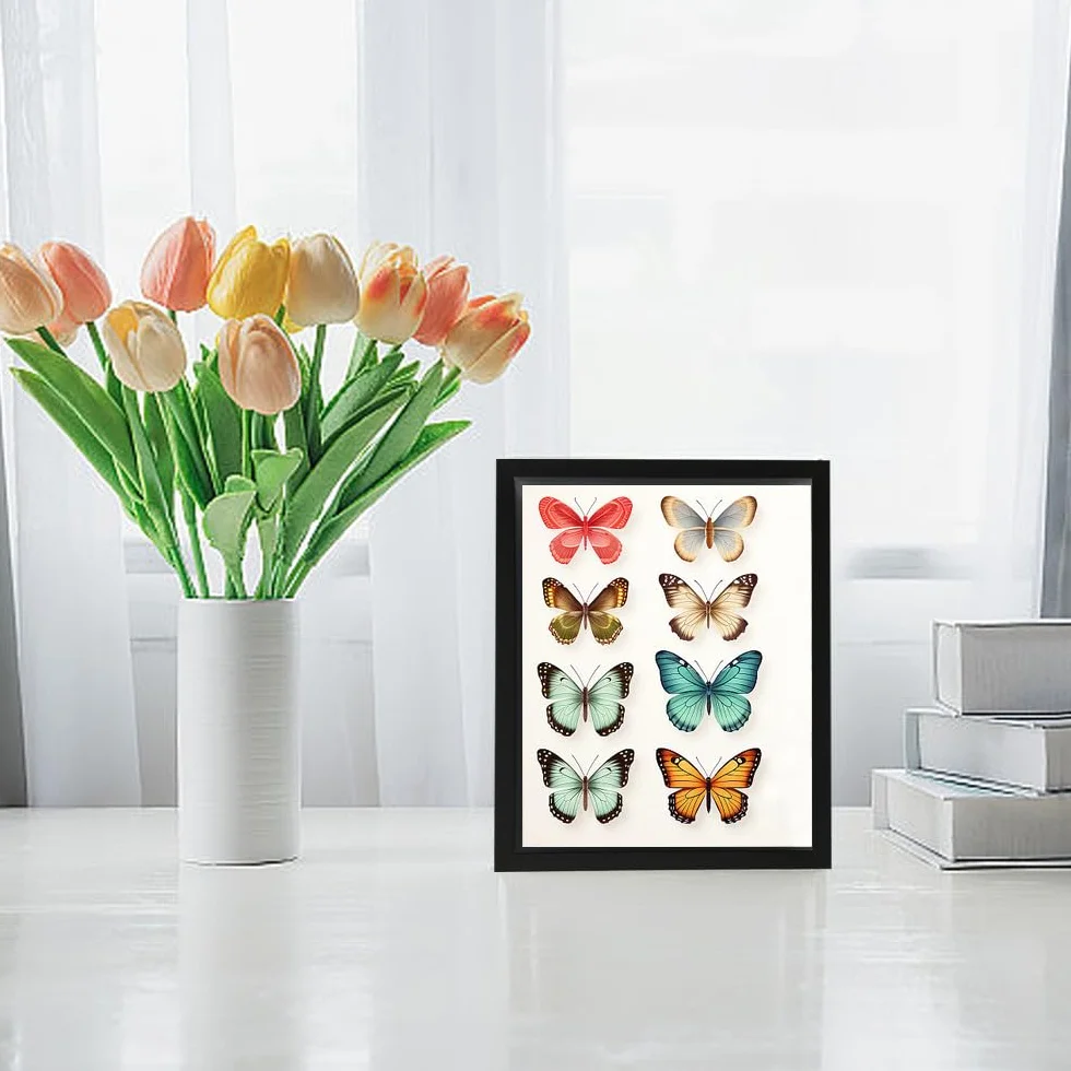 Drewniana ramka 3D 20 x 25 x 3 cm do napełniania kwiaty prezent ślubny czarna