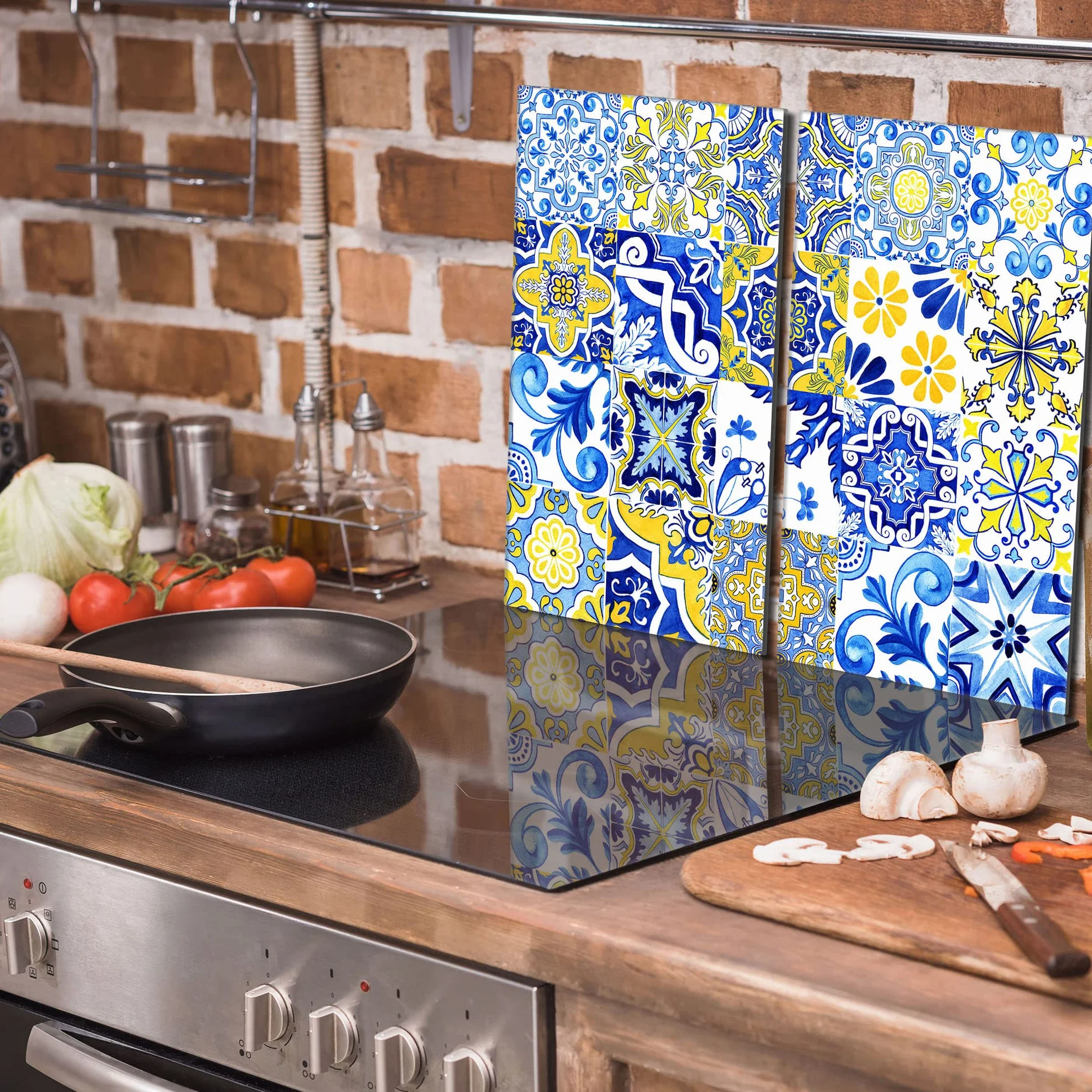 Szklana płyta ochronna na kuchenkę 2-częściowa 60x52 cm osłona płyt indukcyjnych ceramicznych MOZAIKA