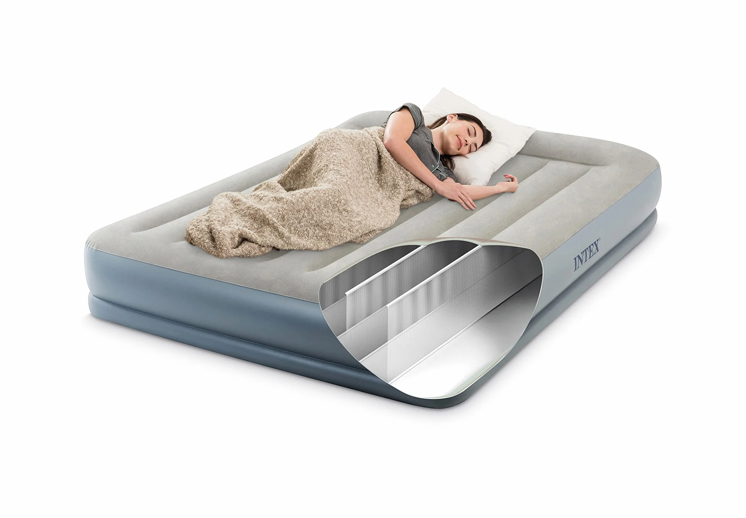 Intex Queen poduszka Rest Mid-Rise łóżko dmuchane z włókna szklanego RP 152 cm x 203 cm x 30 cm
