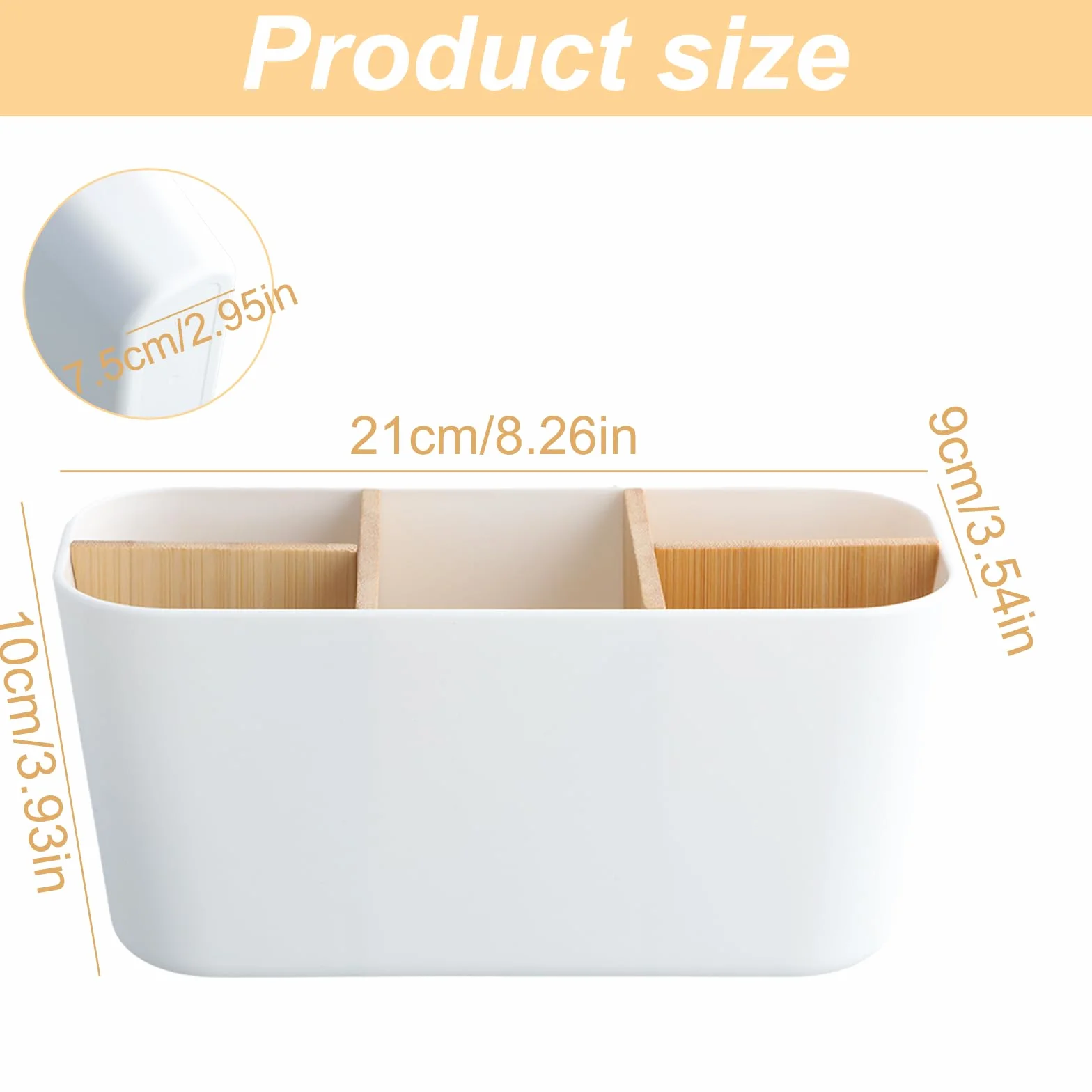 Plastikowy uchwyt na szczoteczki do zębów, organizer z 5 przegródkami, wyjmowane separatory do łazienki lub biura, 21 x 9 x 10 cm - praktyczny i trwały (bbiały)