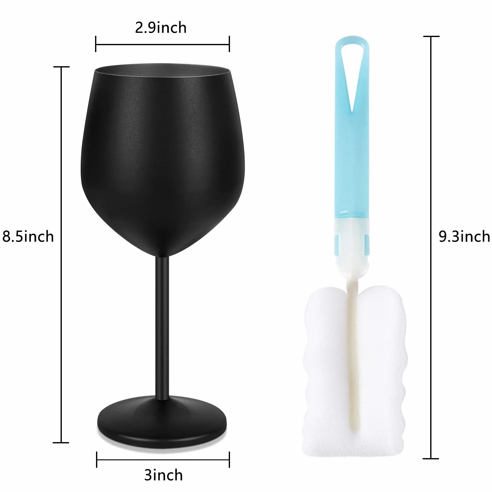 Livole Zestaw kieliszków do wina 550 ml ze stali nierdzewnej czarny matowy 4 sztuki