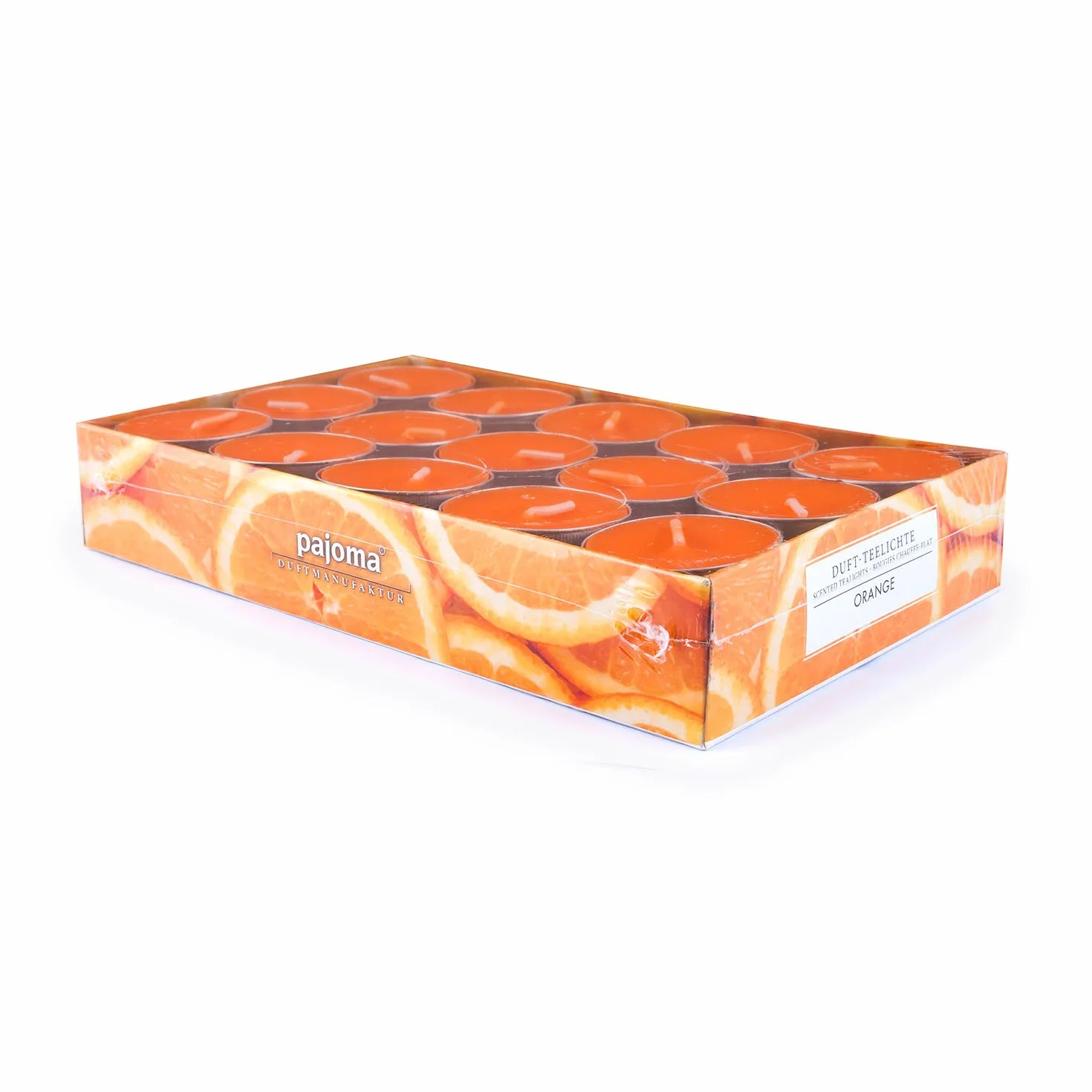 pajoma® Podgrzewacze 30 sztuk, pomarańczowe, zapachowe podgrzewacze w aluminiowej osłonie, czas palenia ok. 4 godziny – wysokość 1,5 cm ø 3,5 cm | jakość premium | dekoracja, gastronomia, aktywności