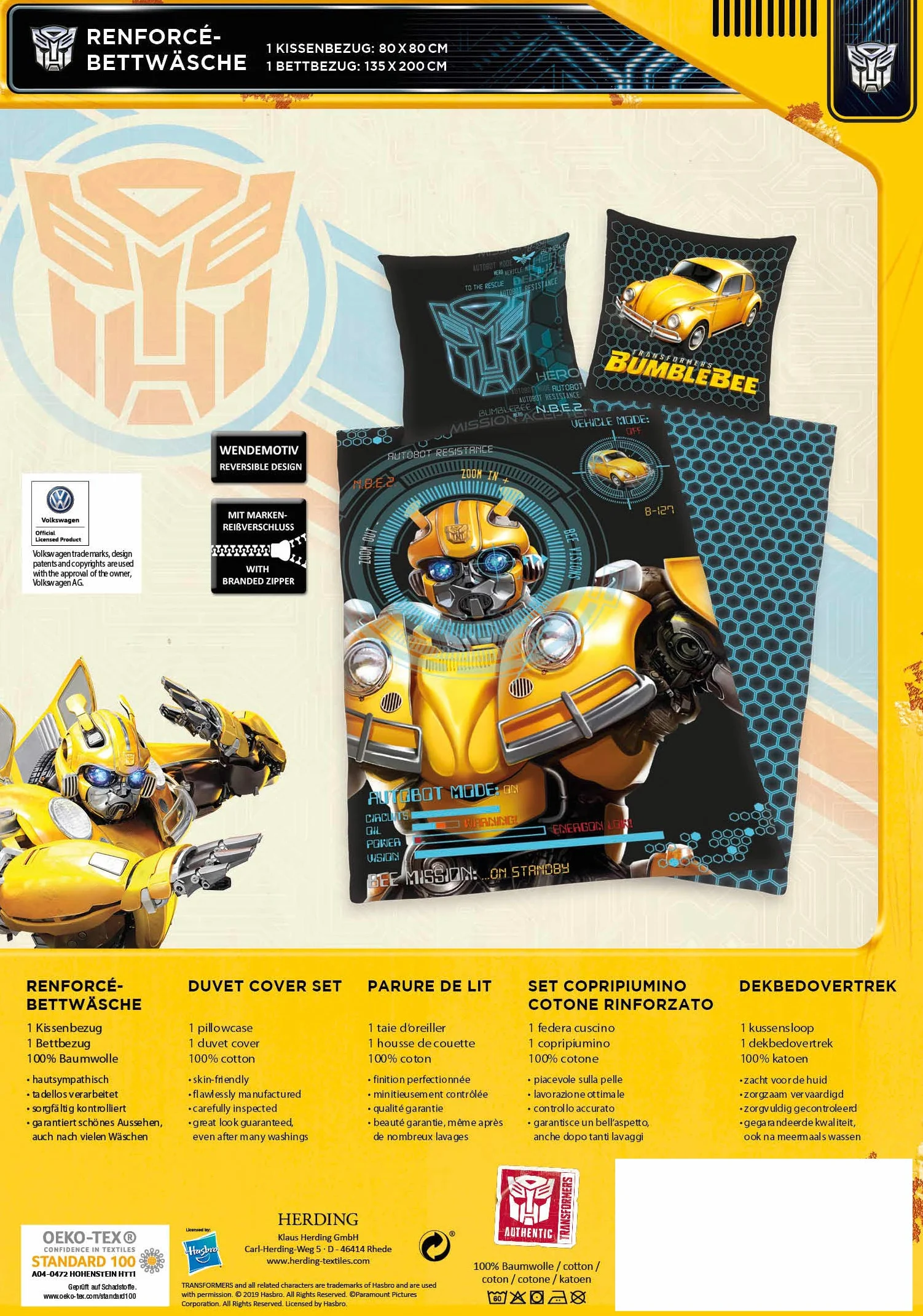 Bumblebee komplet pościeli bawełna wielokolorowy rozmiar niemiecki