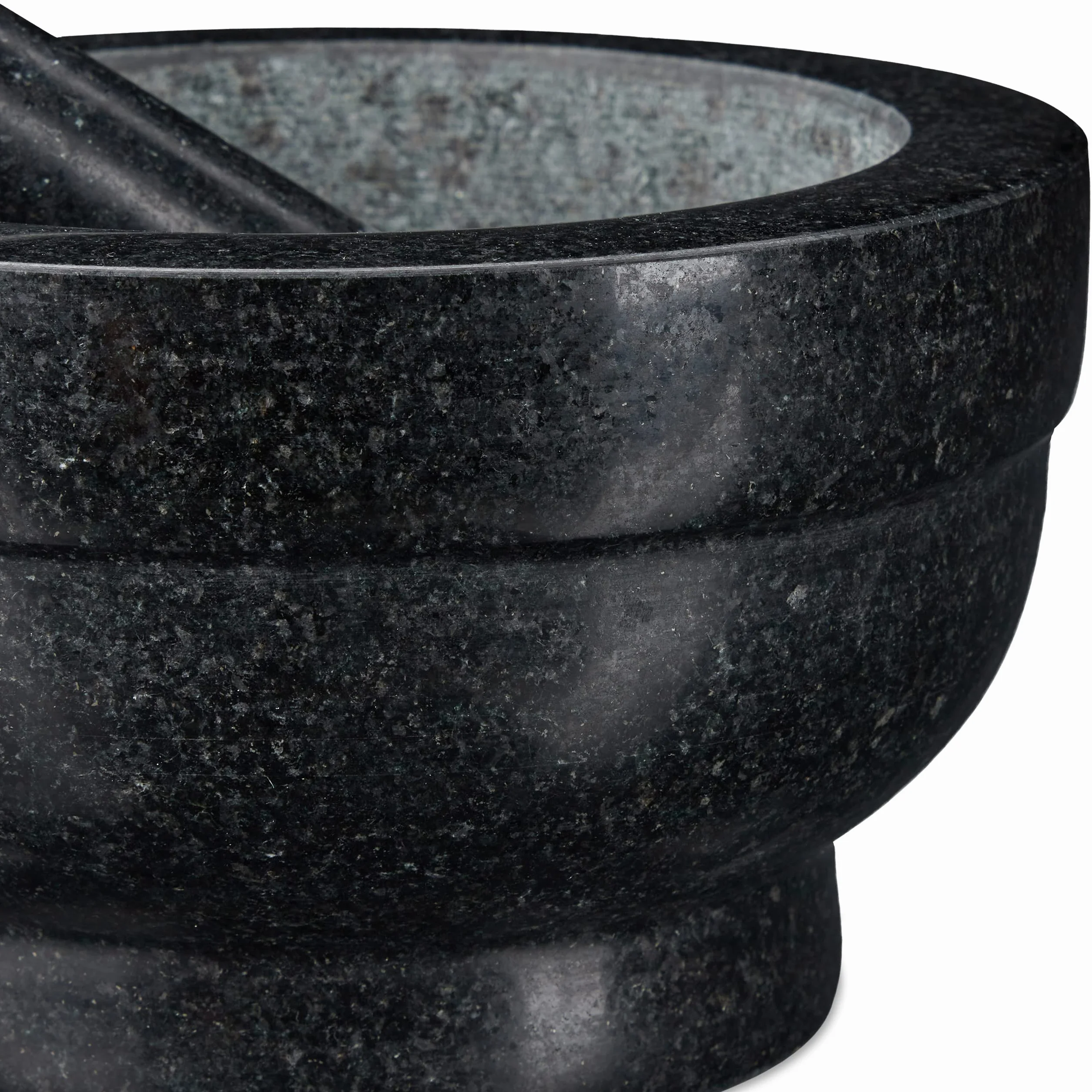Relaxdays Moździerz Granitowy XXL z Tłuczkiem 5,6 kg Ø 20 cm 1 L Czarny