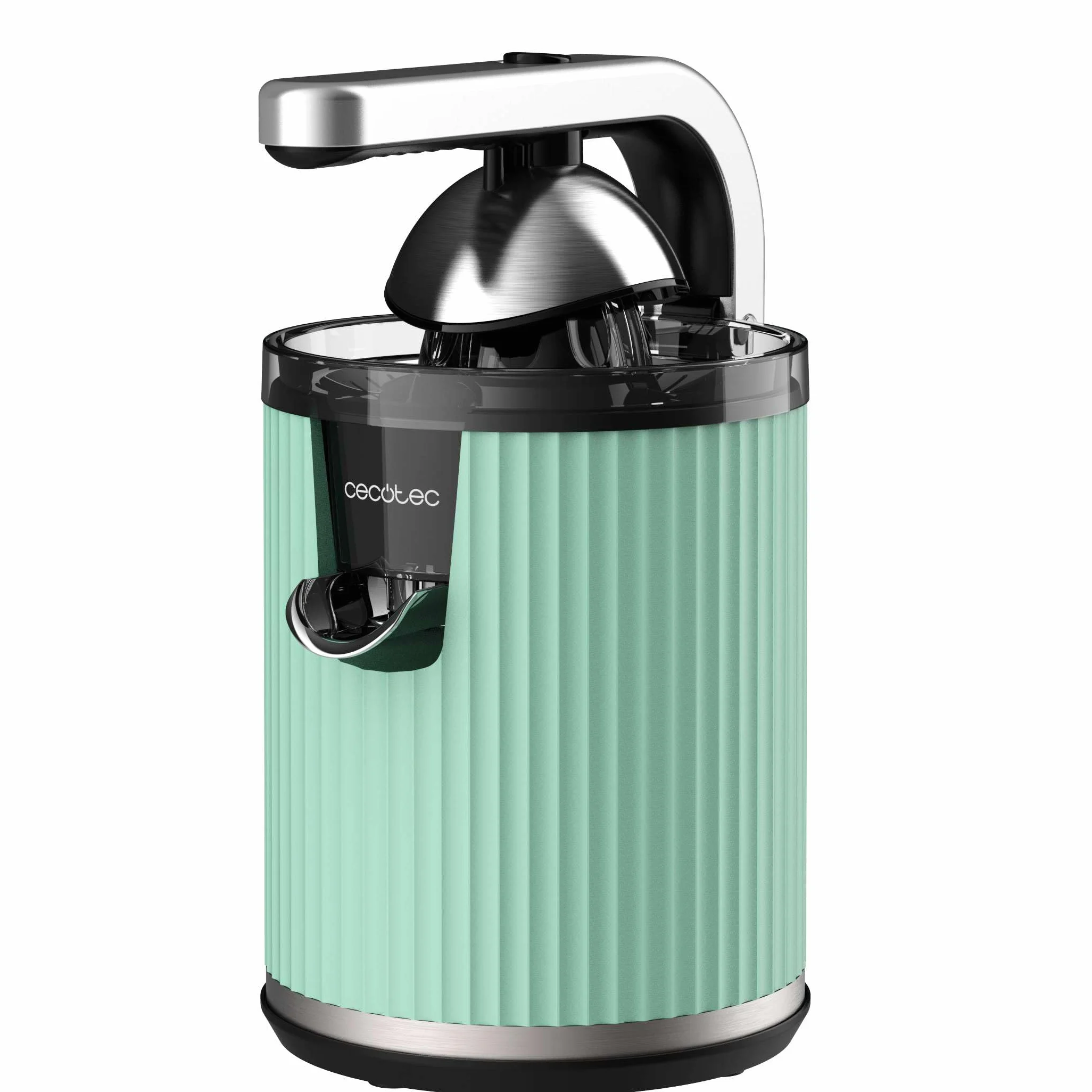 Cecotec Elektryczna sokowirówka na ramię do pomarańczy i cytrusów Xqueeze RetroJuice 600 Green. 600W, Retro Style, Filtr ze stali nierdzewnej, Plastikowy stożek dźwigniowy do ekstrakcji miazgi,