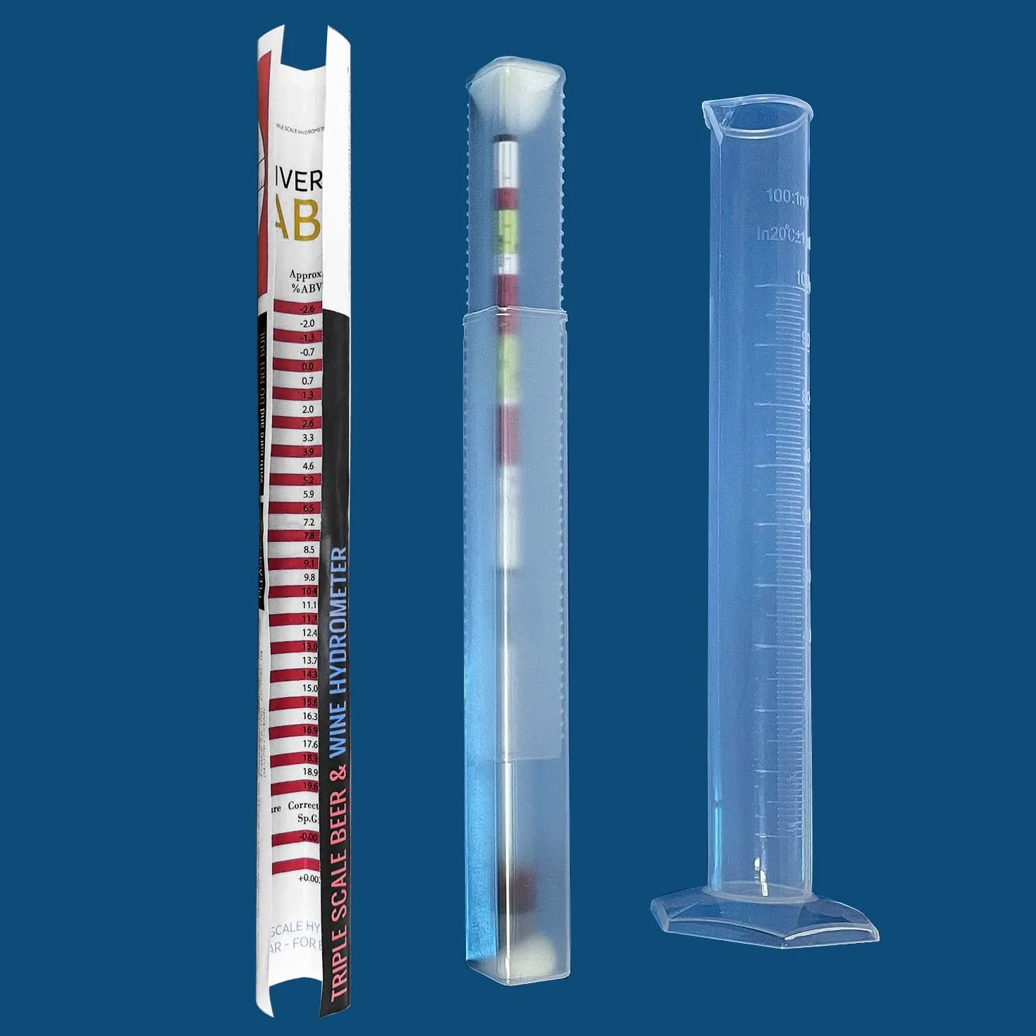 QWORK Domowy hydrometr do parzenia z słoikiem na próbki 100 ml – idealny do produkcji piwa i wina